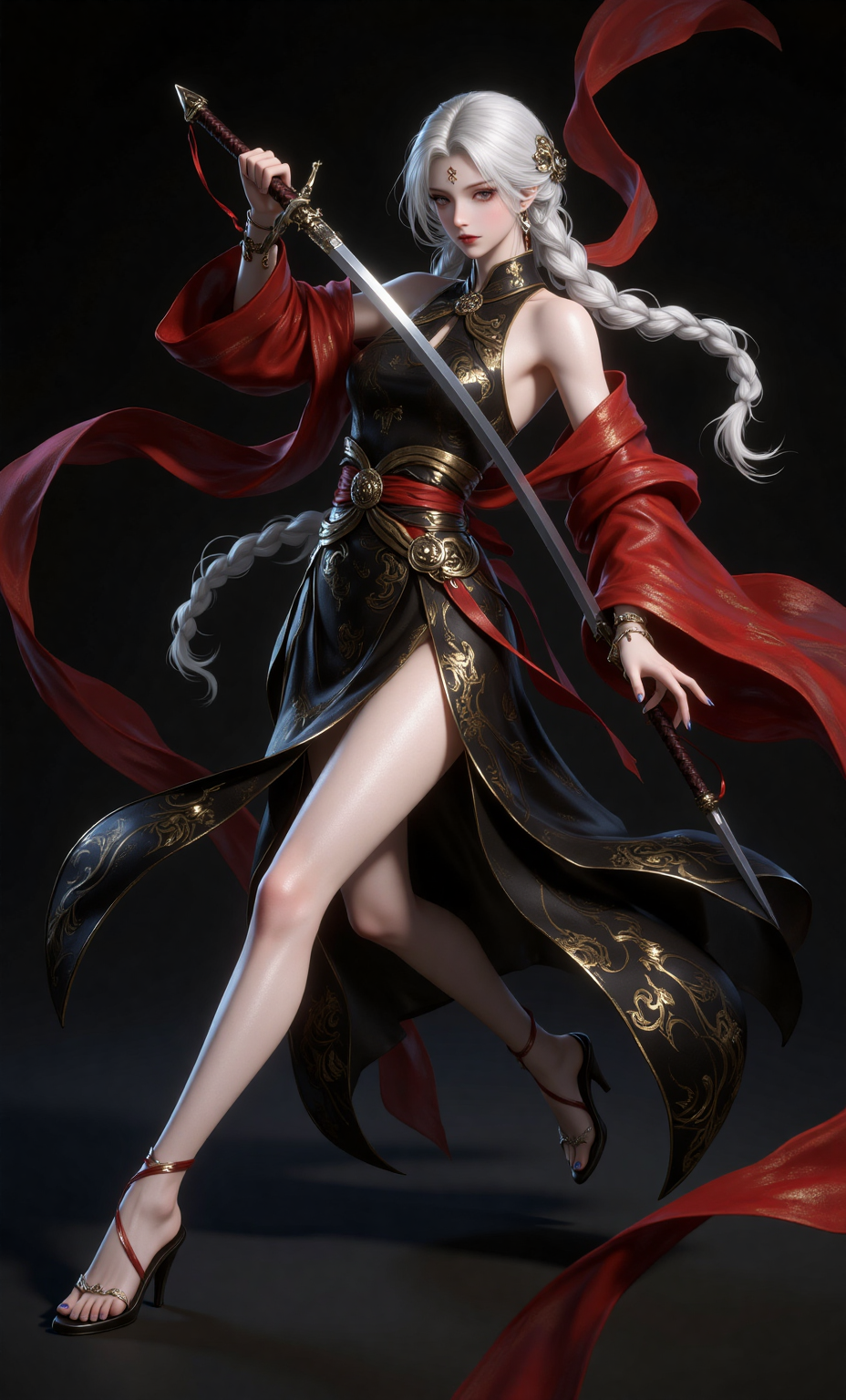 持刀的古风女武者