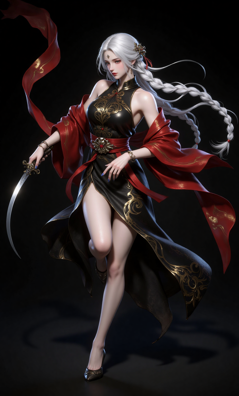 持刀的古风女武者