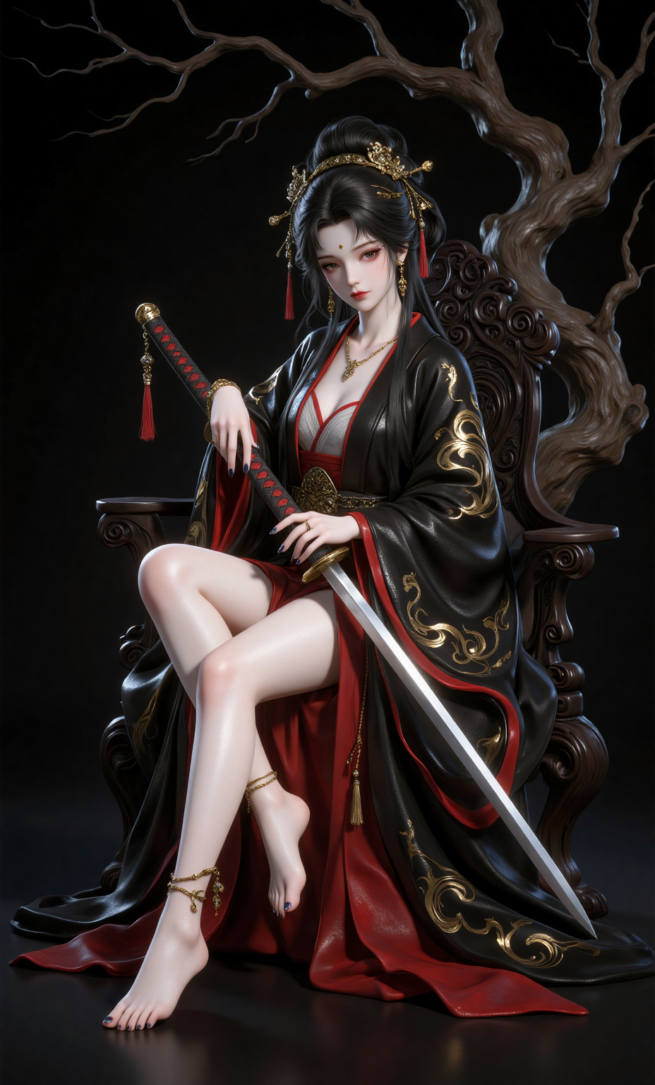 暗黑华服女王与长刀