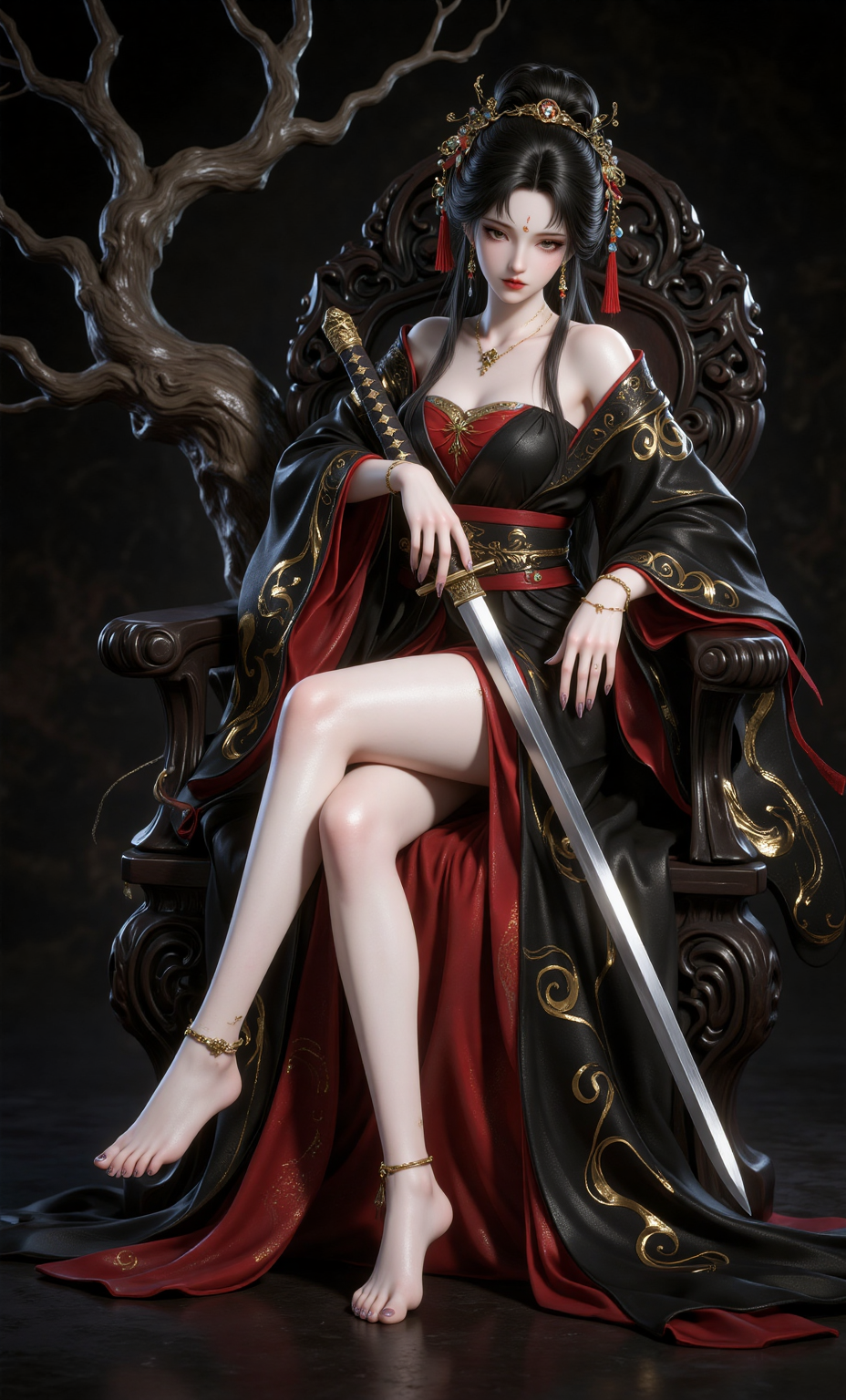 暗黑华服女王与长刀