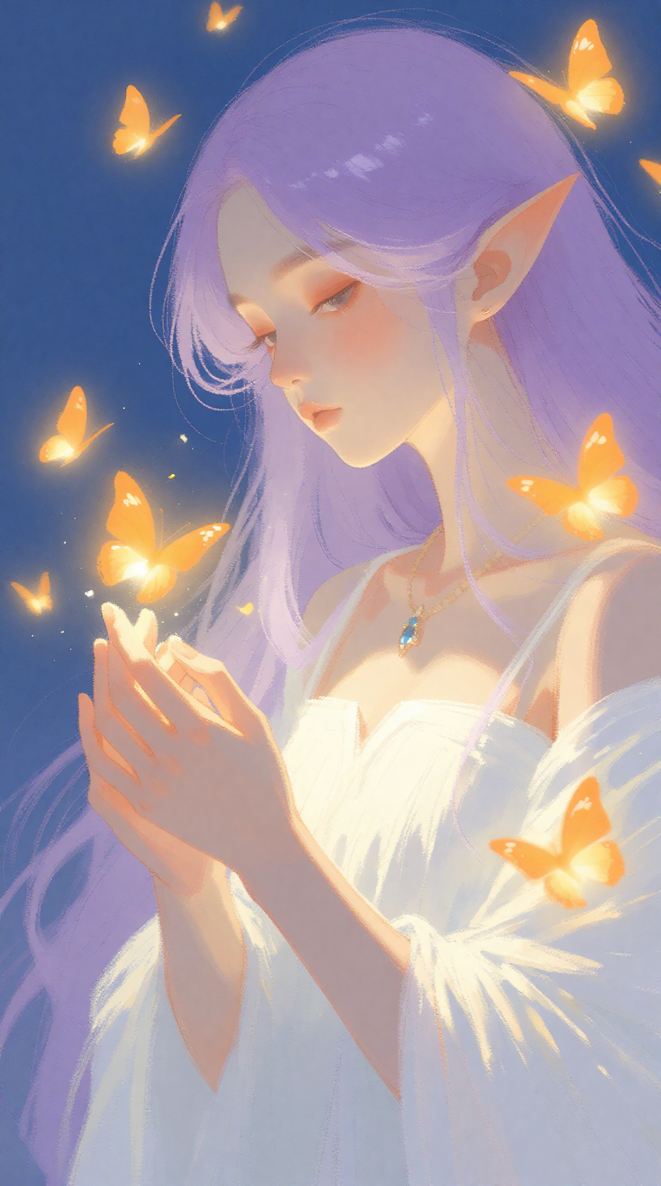 美女彩墨手绘插画