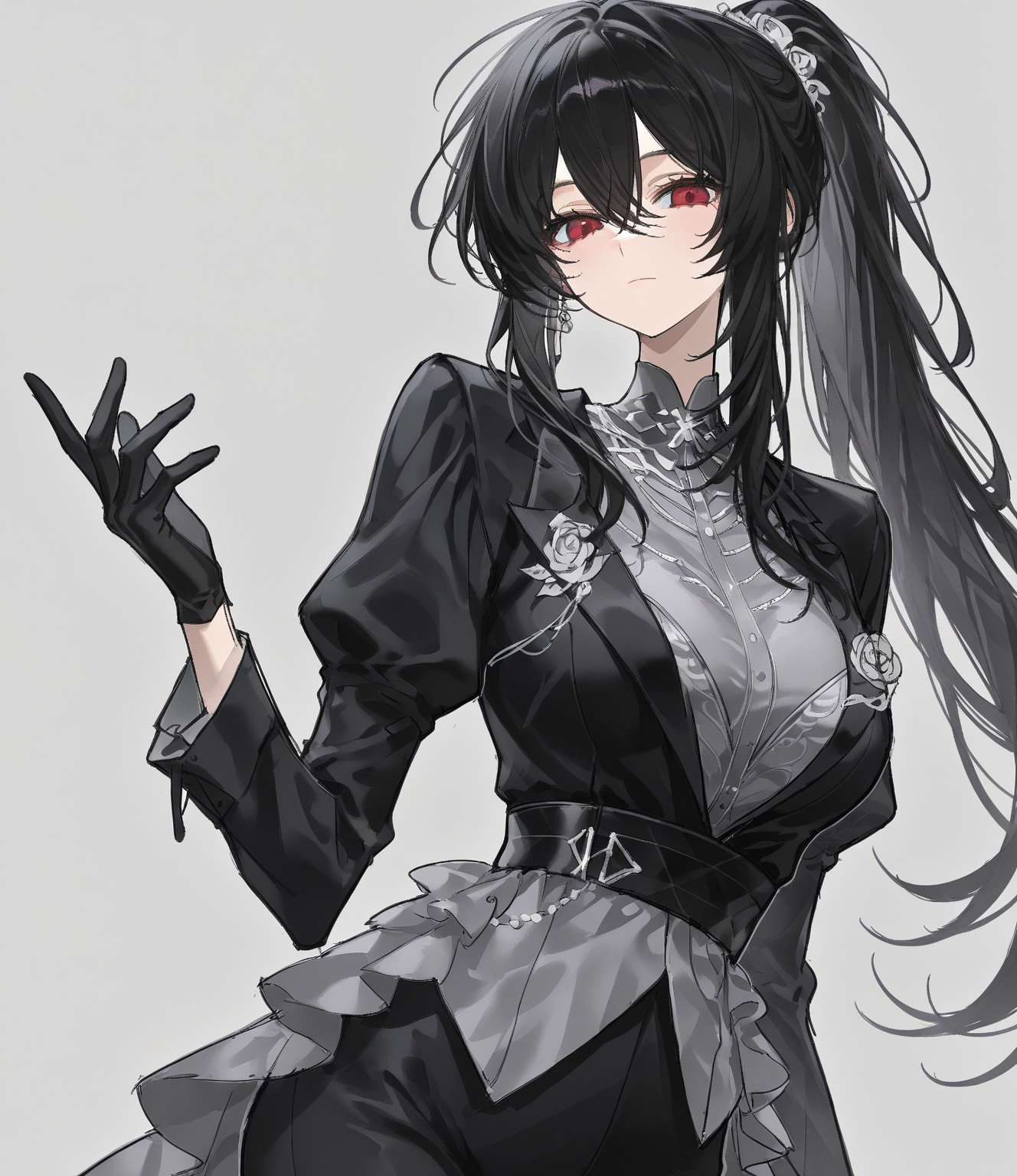 黑白哥特风双马尾少女立绘