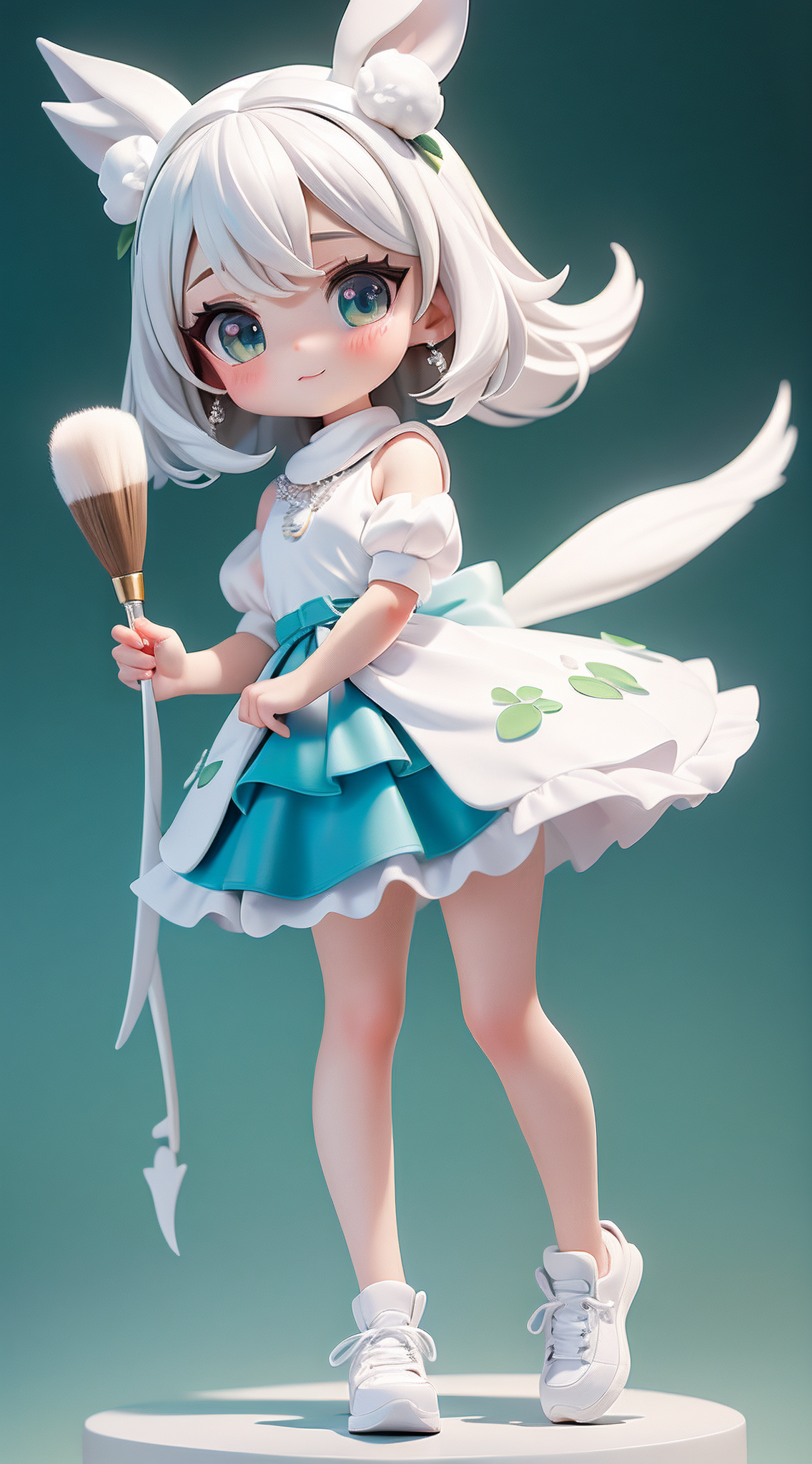 白狐耳少女性感毛笔精灵角色
