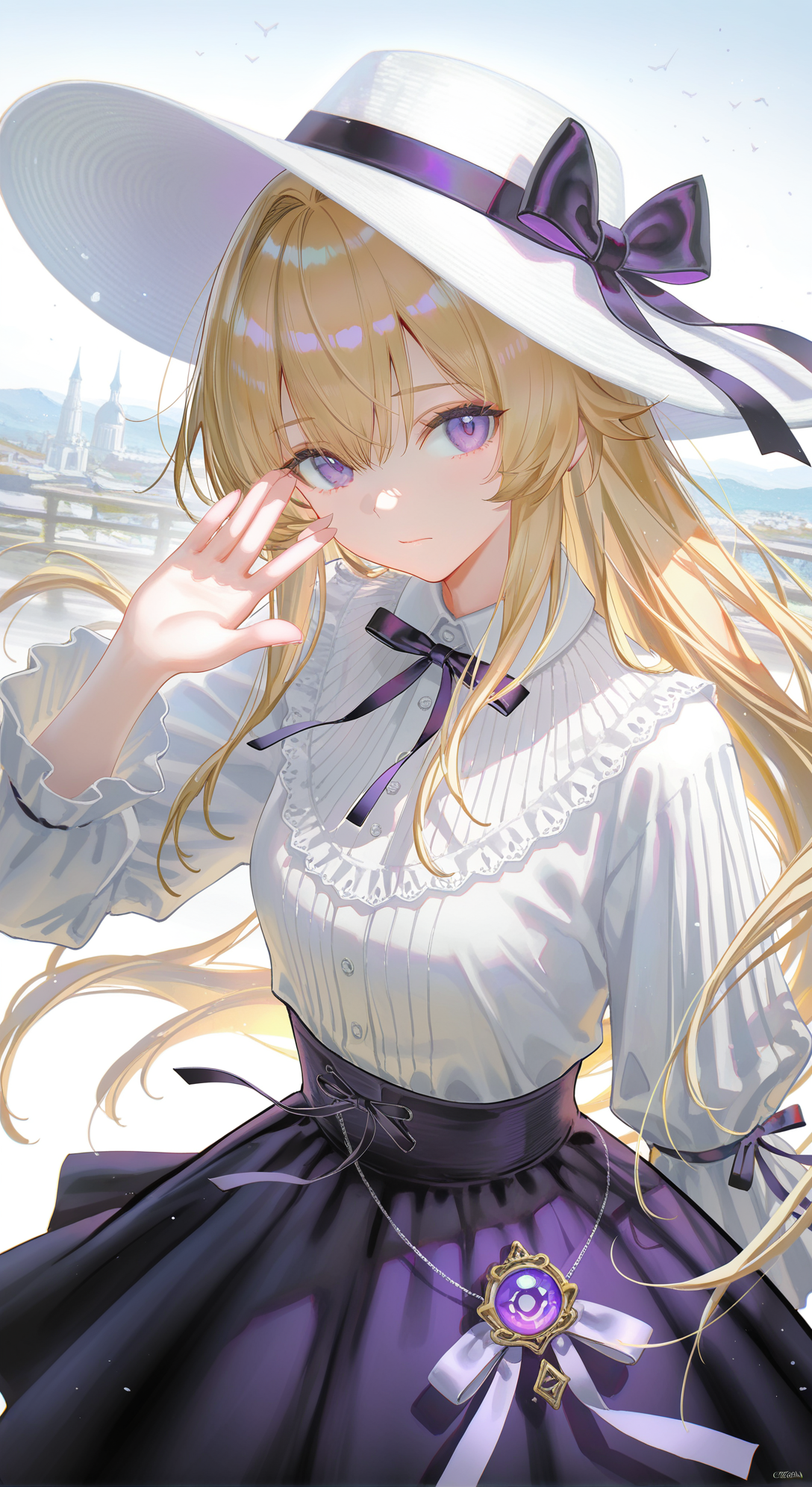 夏日海边的优雅动漫少女