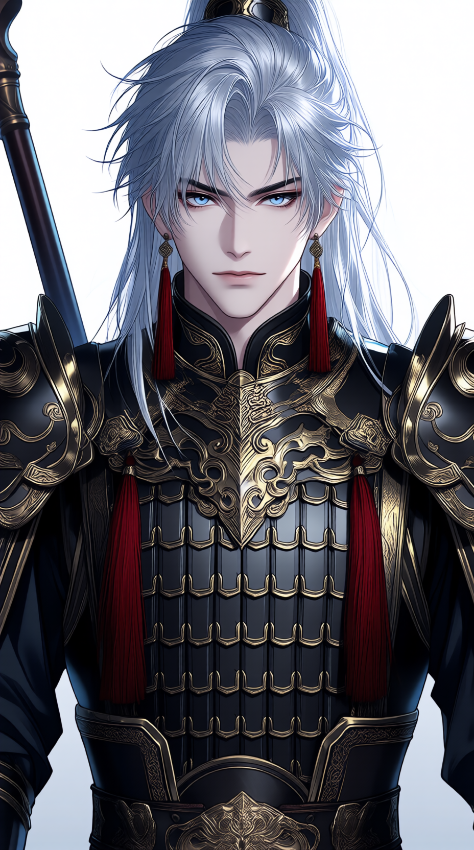 白发古装武将人物立绘
