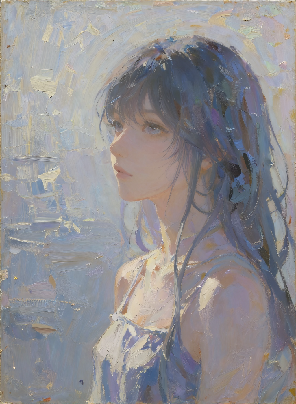 厚涂油画质感的二次元插画