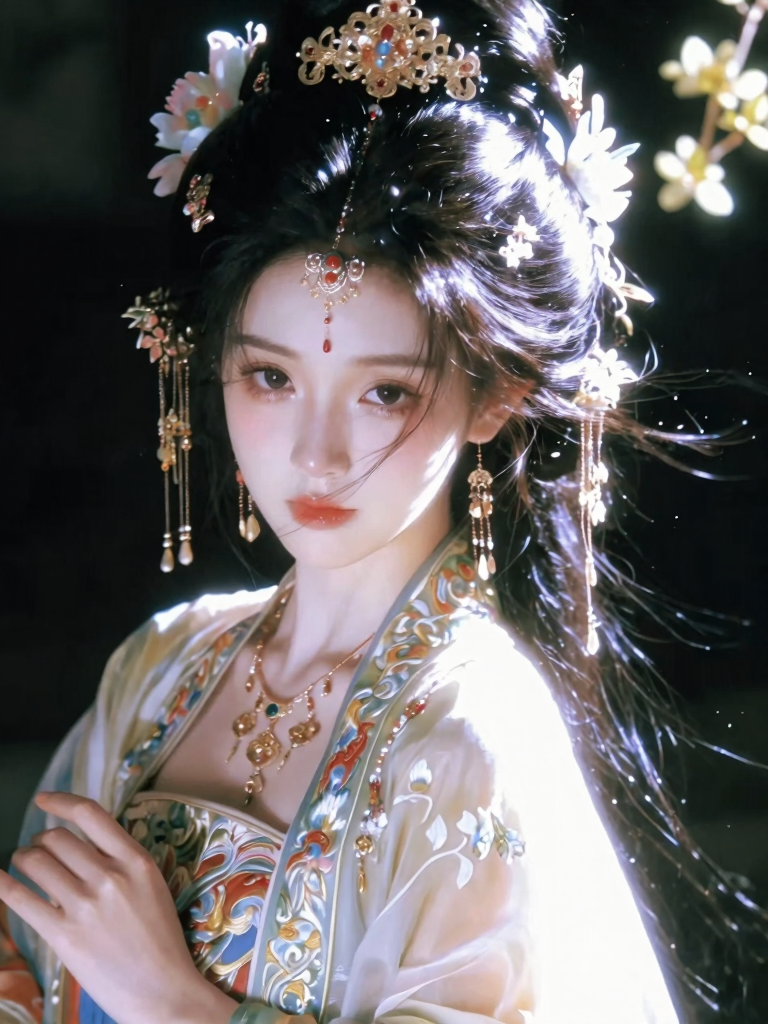 繁复华丽纱质明黄唐制汉服