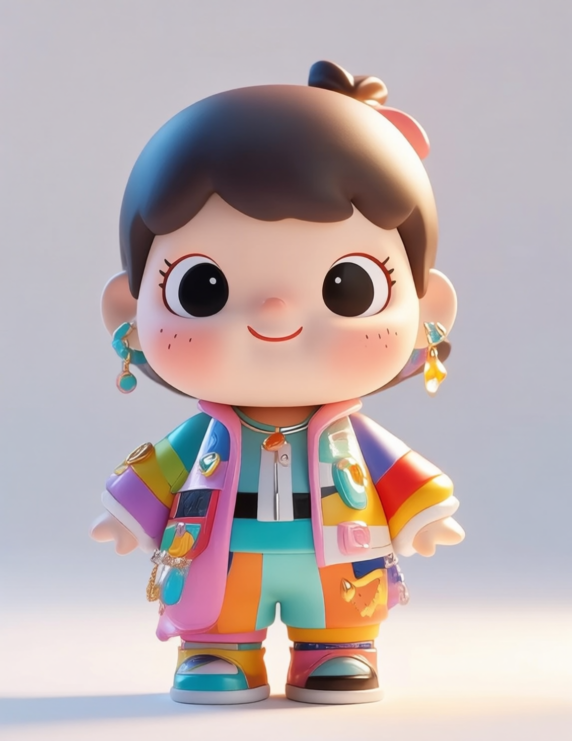 独角兽精灵坐莲花摆件三视图设计