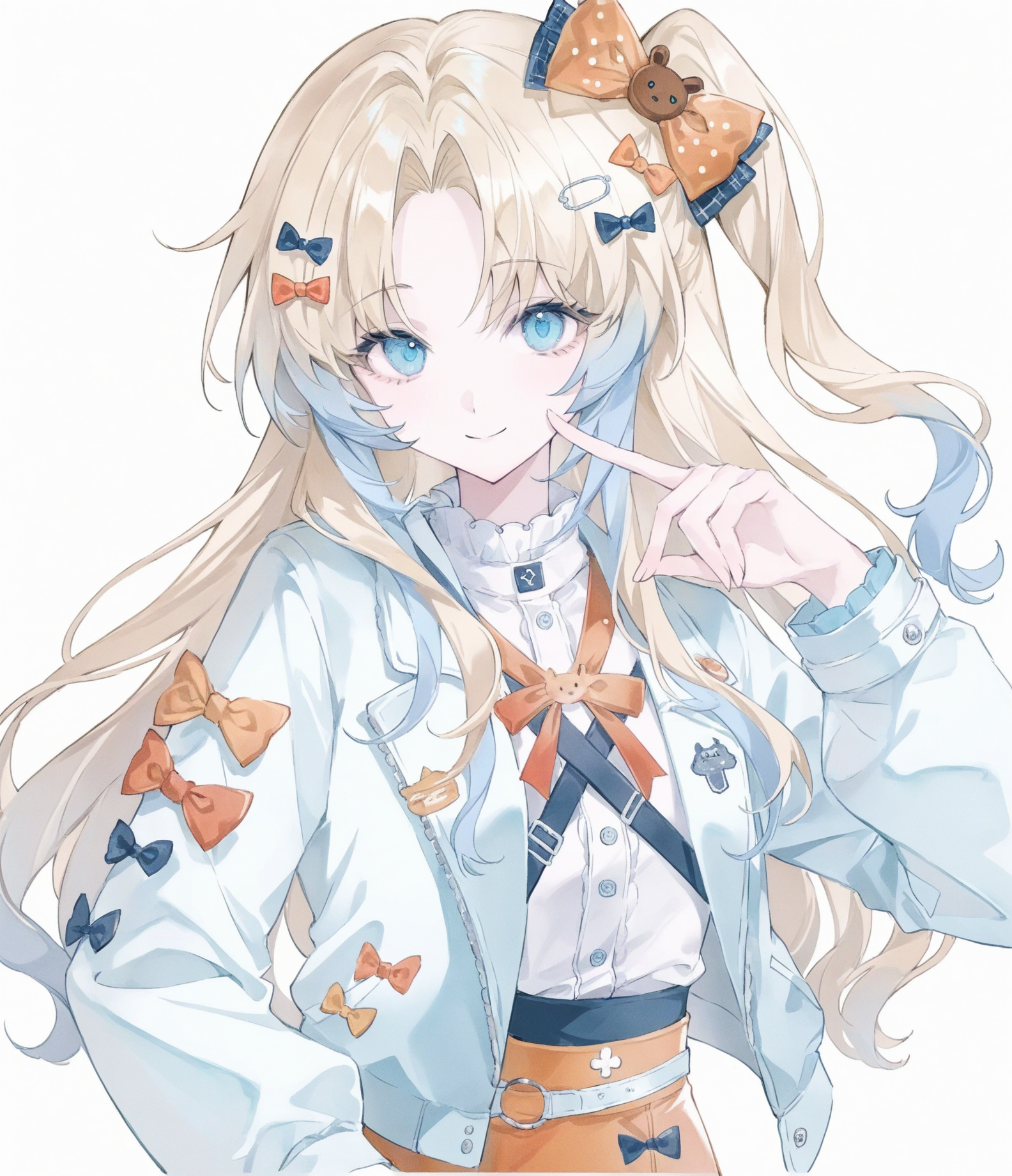 浅金长发的二次元少女插画