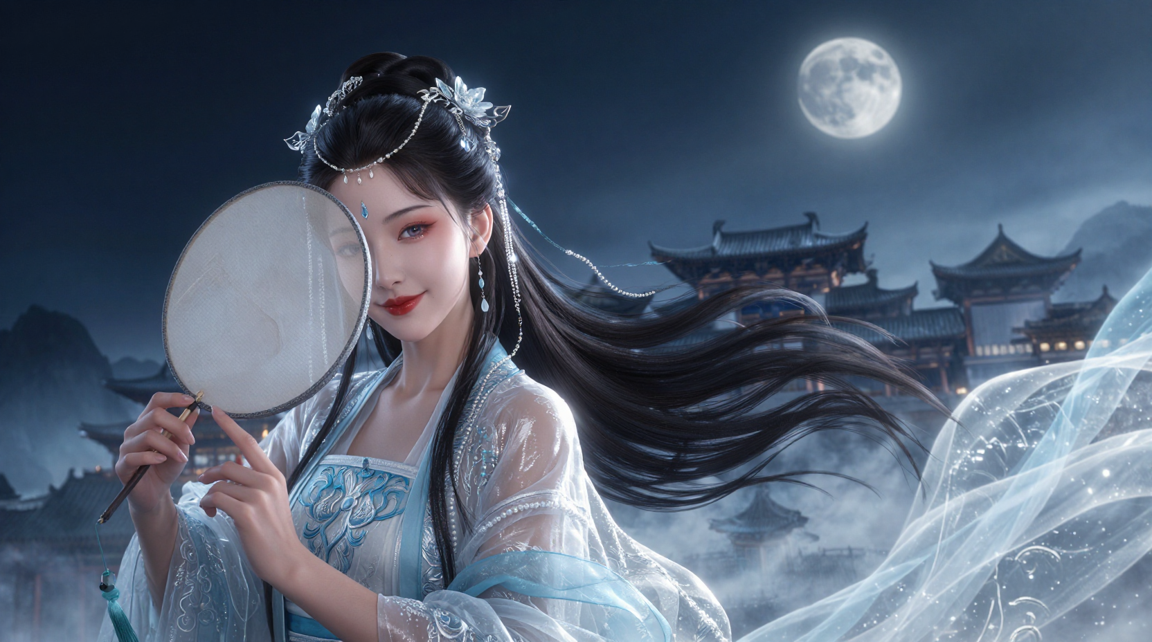 月夜古风仙韵女子画像