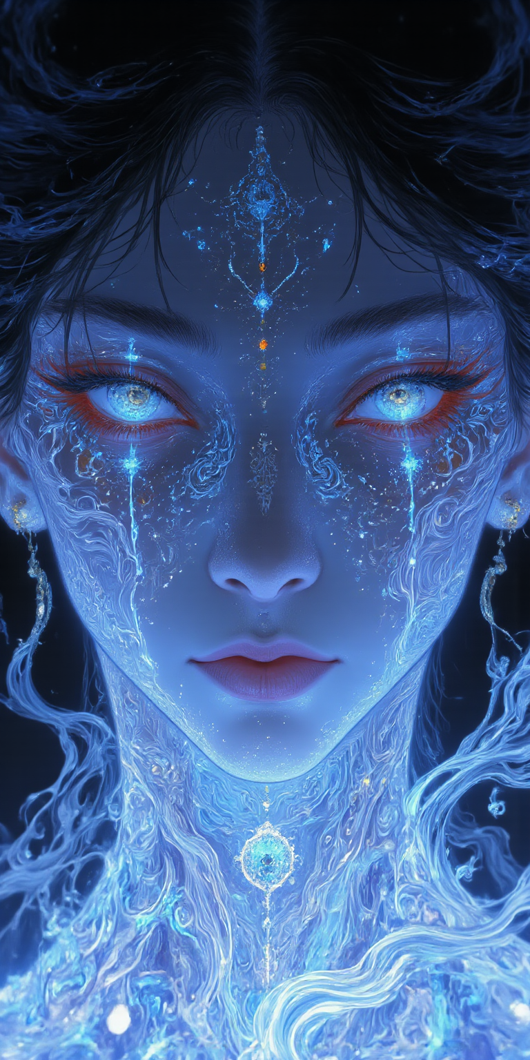 蓝色梦幻能量流与神秘核心