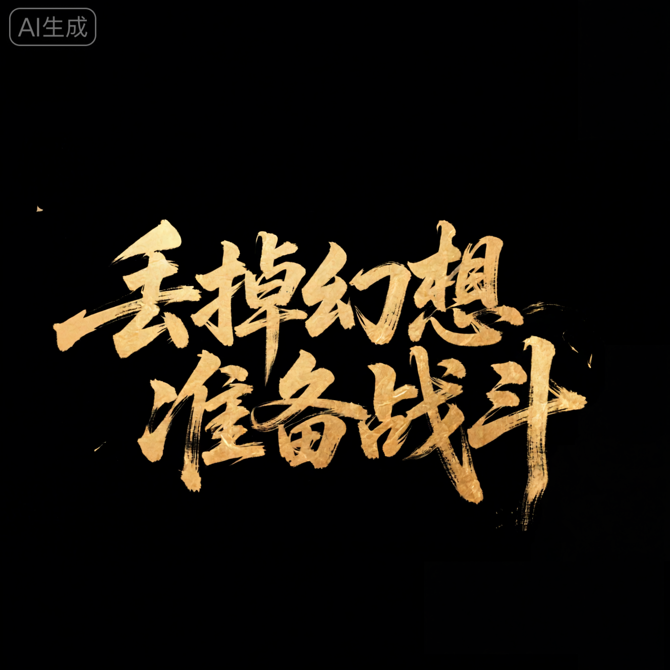 金色书法字：美术幻想唯备战斗
