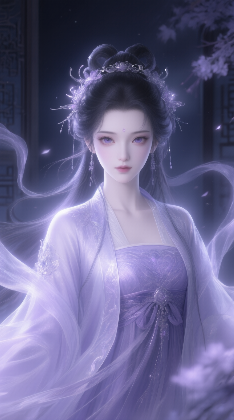 冷白皮的古风黑发美人