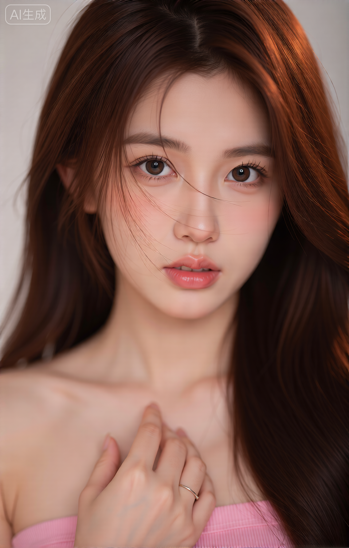 长发女性半身近景肖像