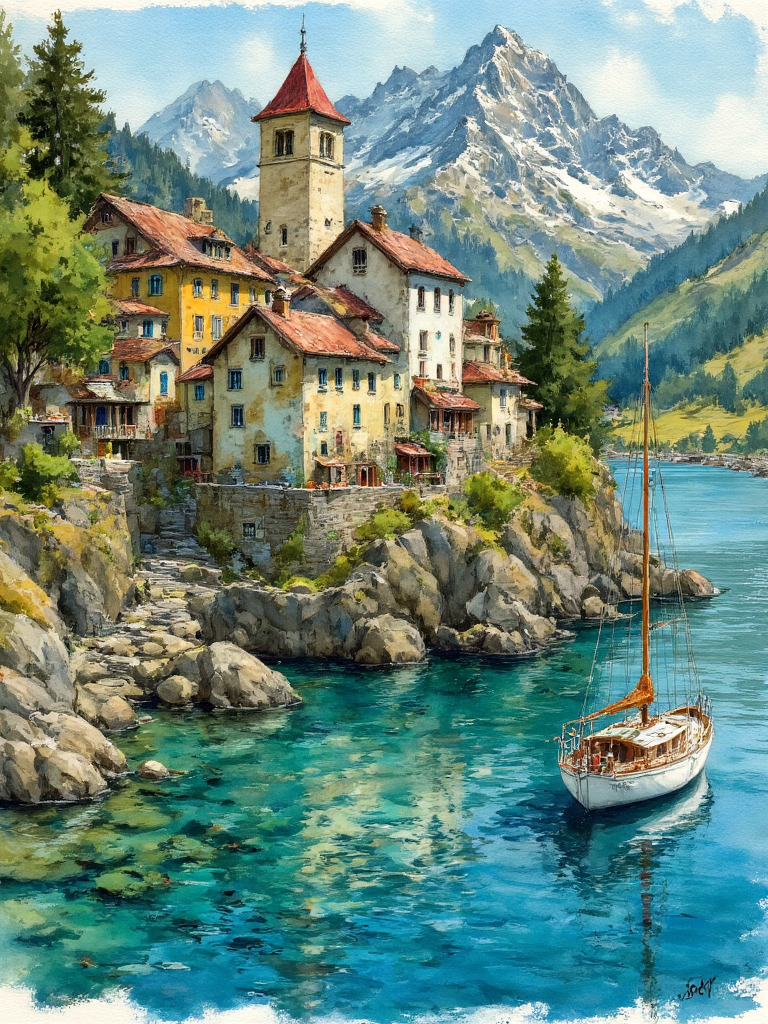 细腻风景水彩