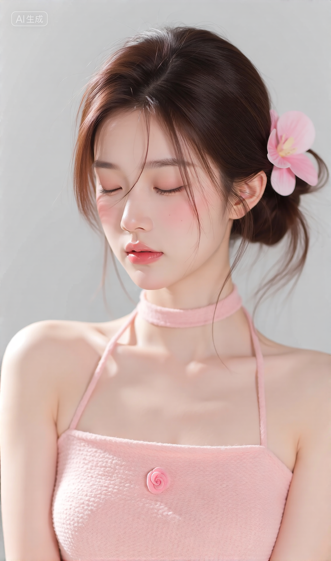 粉色花饰清新人像