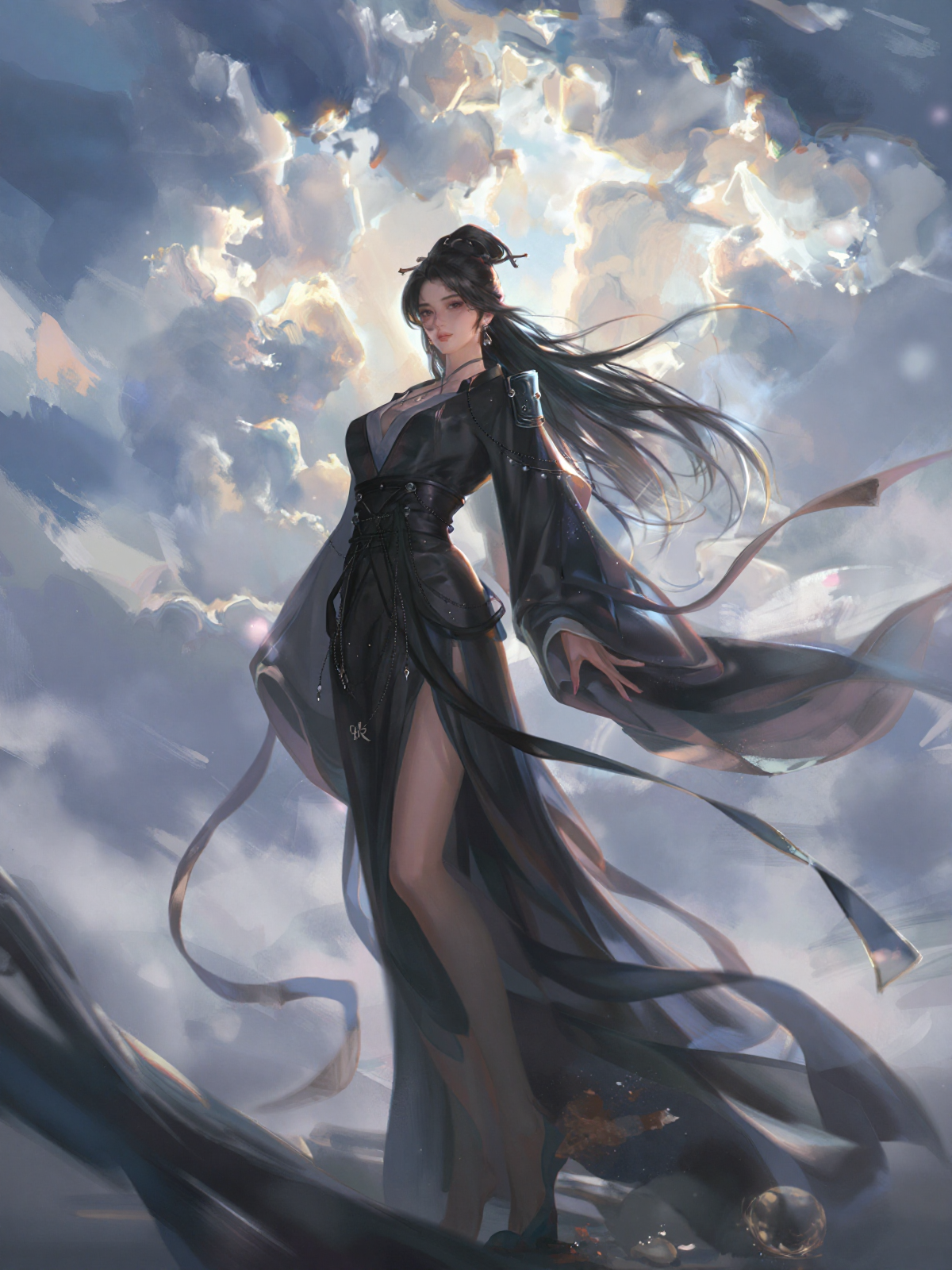 古风女生手绘插画CG