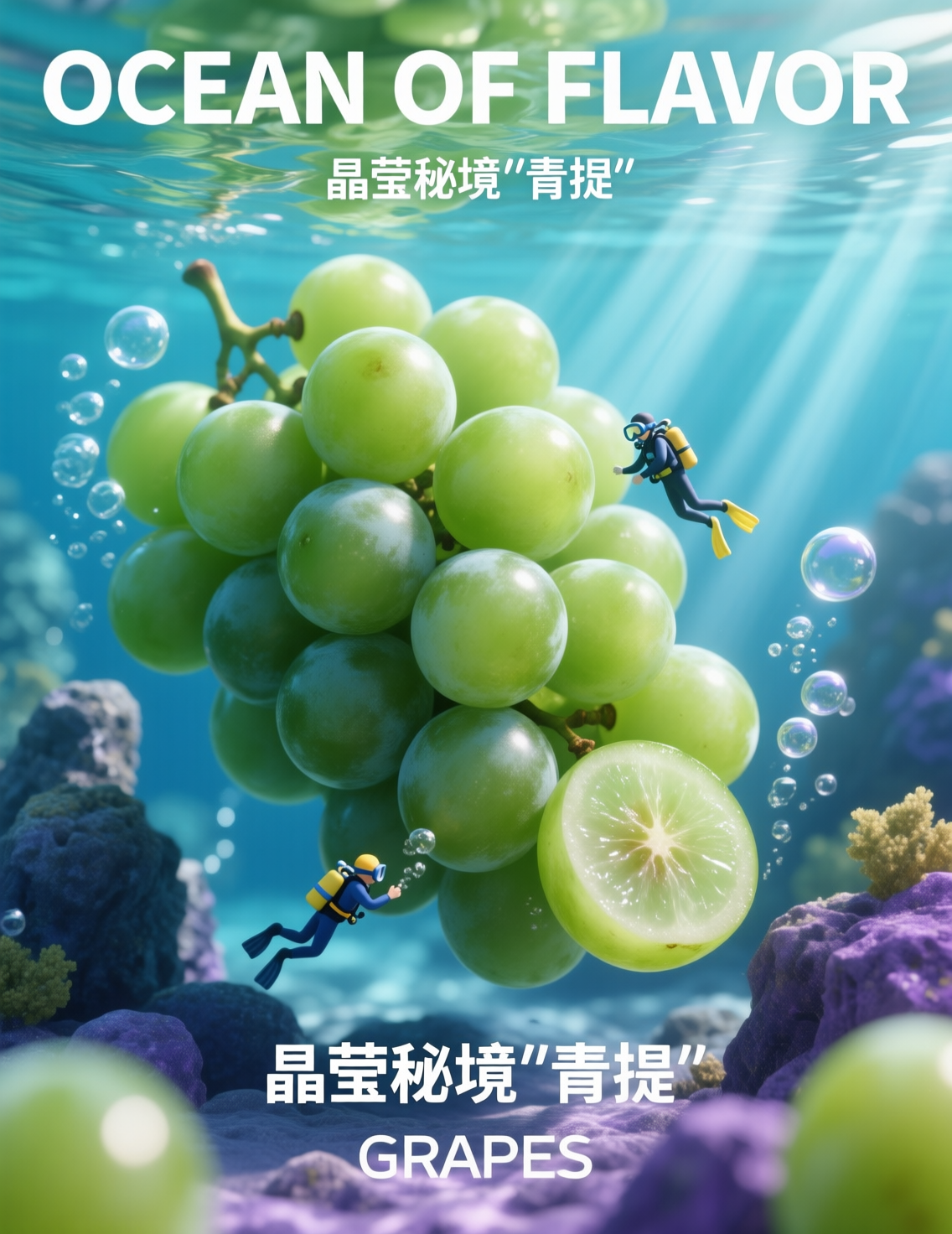 海底清新葡萄概念海报