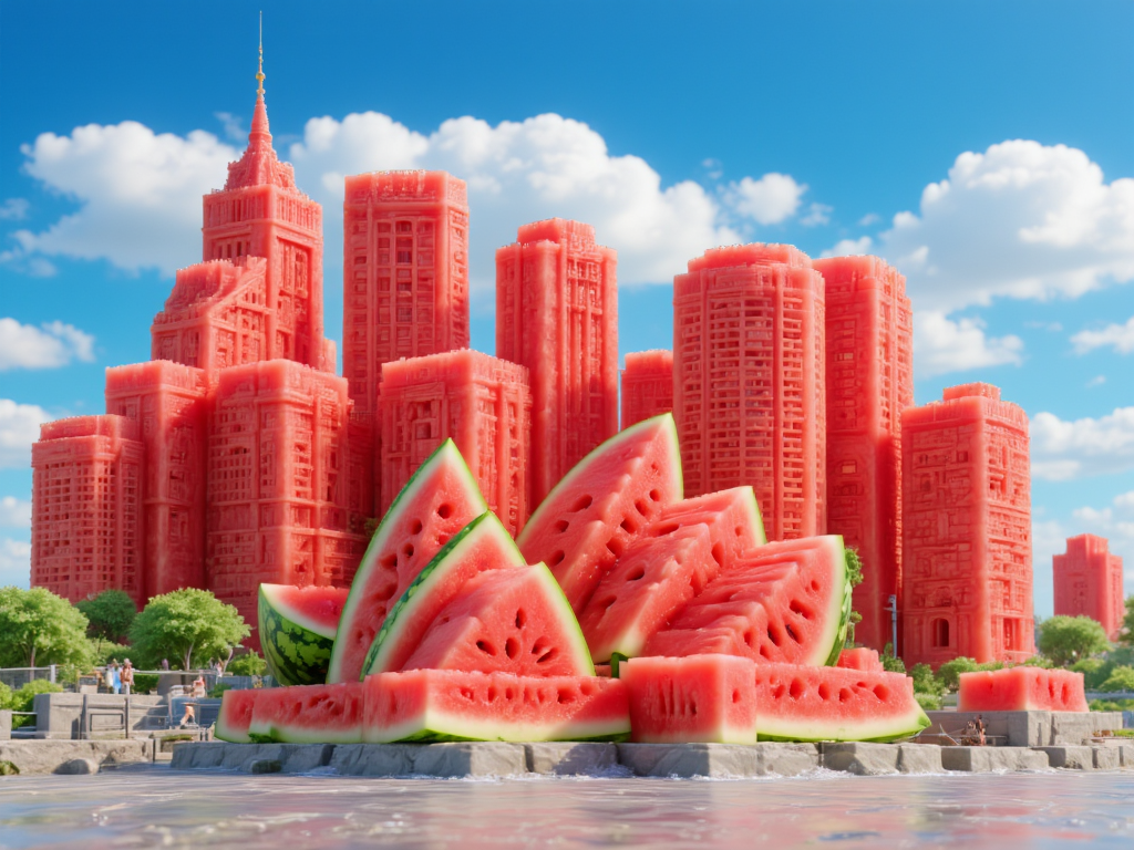Axin万物西瓜 建筑地标变西瓜