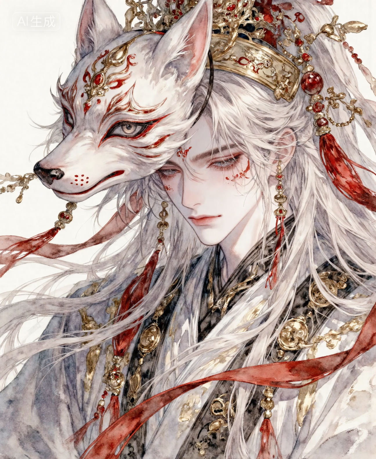 超绝古风水墨插画风男头古文言情男主头像