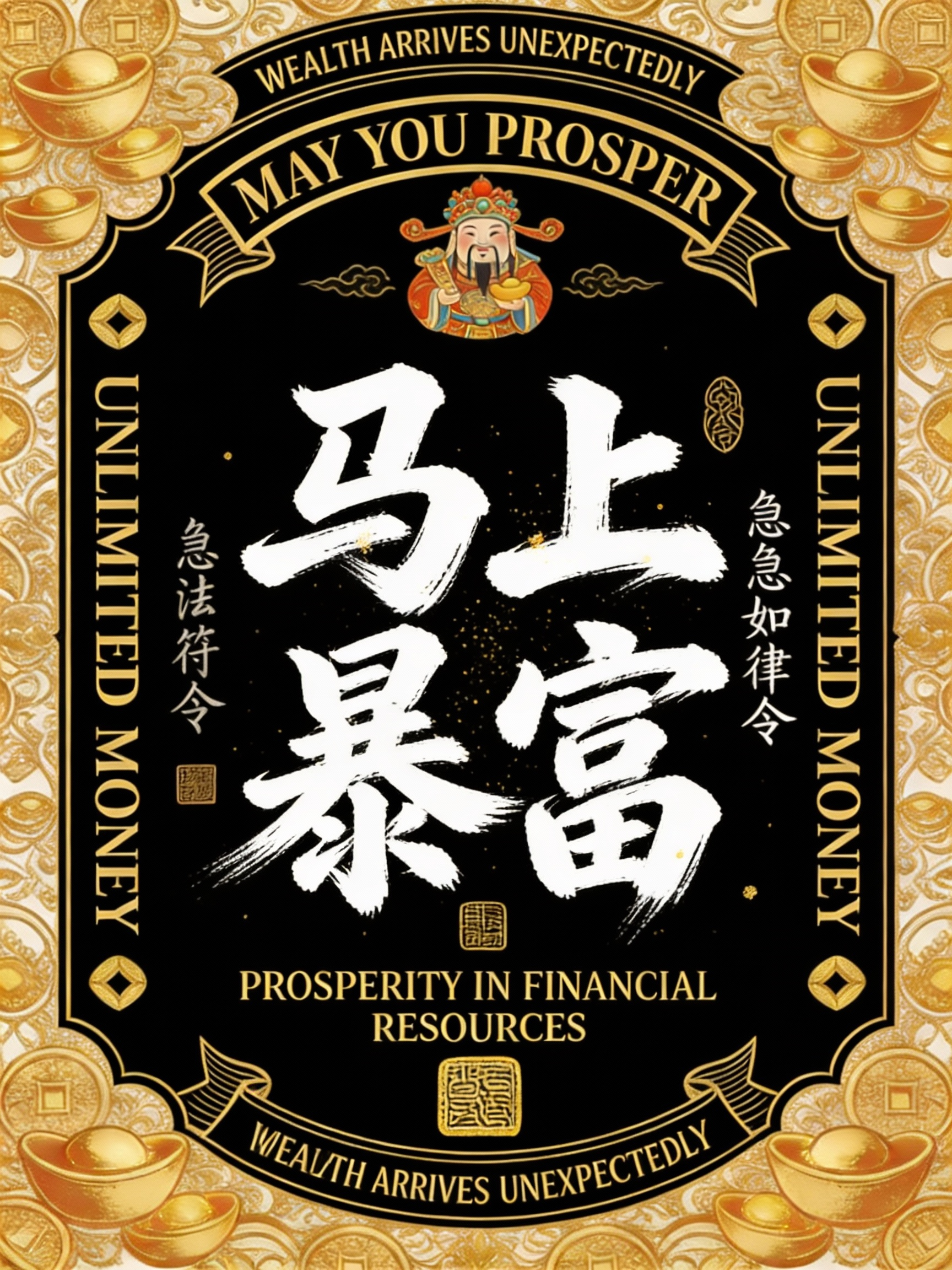 招财纳福的金色财富祝福海报
