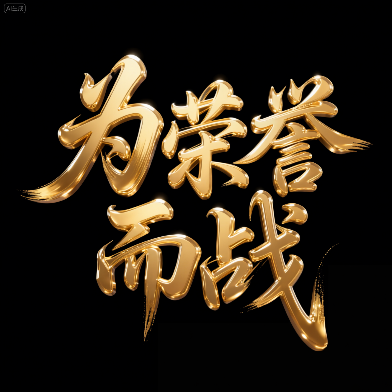 为荣誉而战的金色书法字