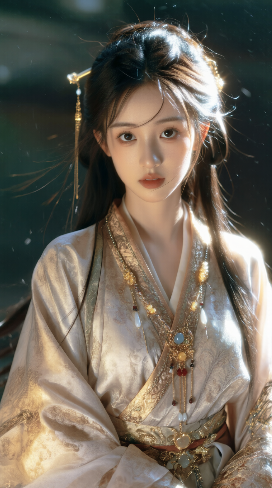 光影中的古风人物特写