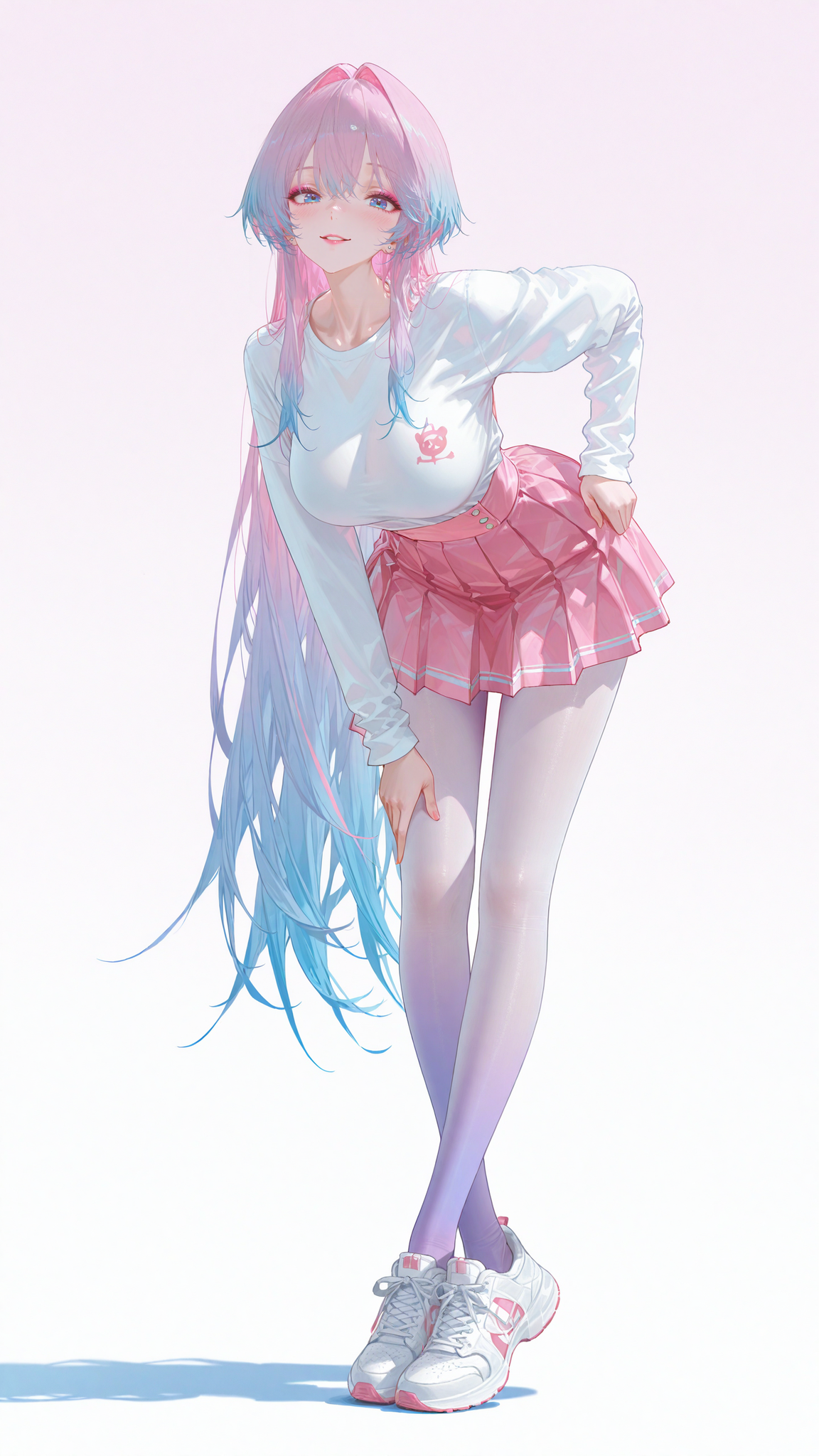 梦幻粉蓝渐变风格的动漫少女立绘