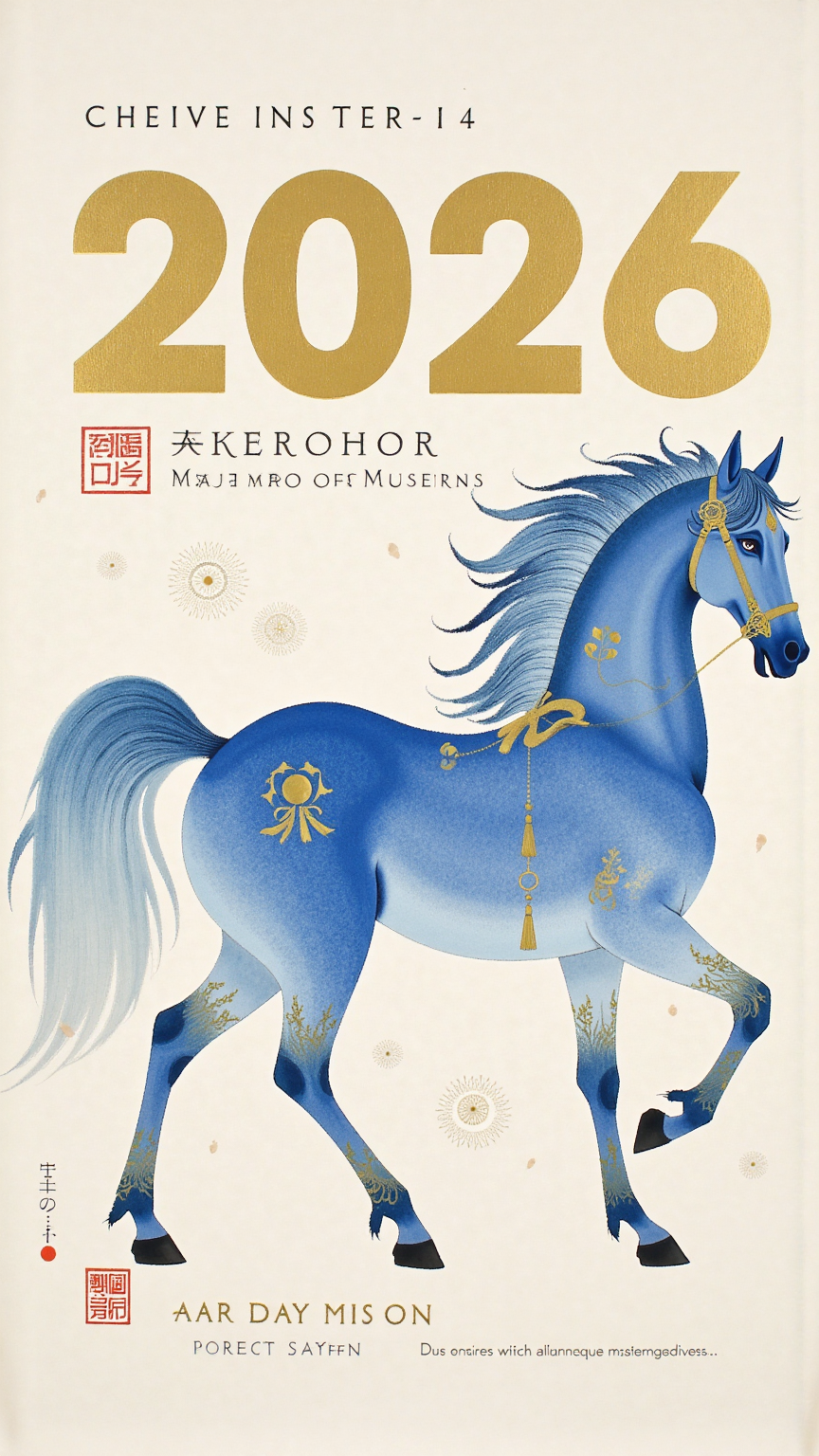 2026新中式马年插画