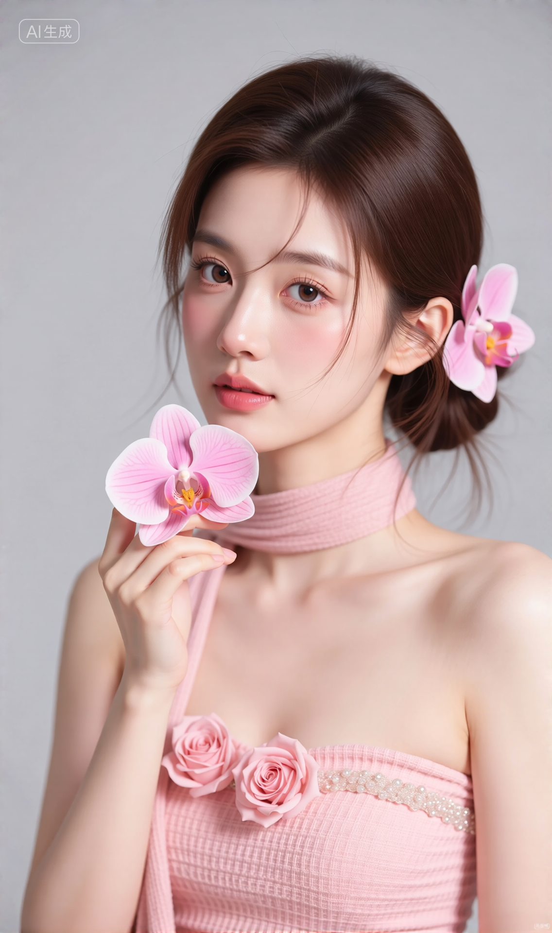 粉色花艺装饰的优雅人像写真