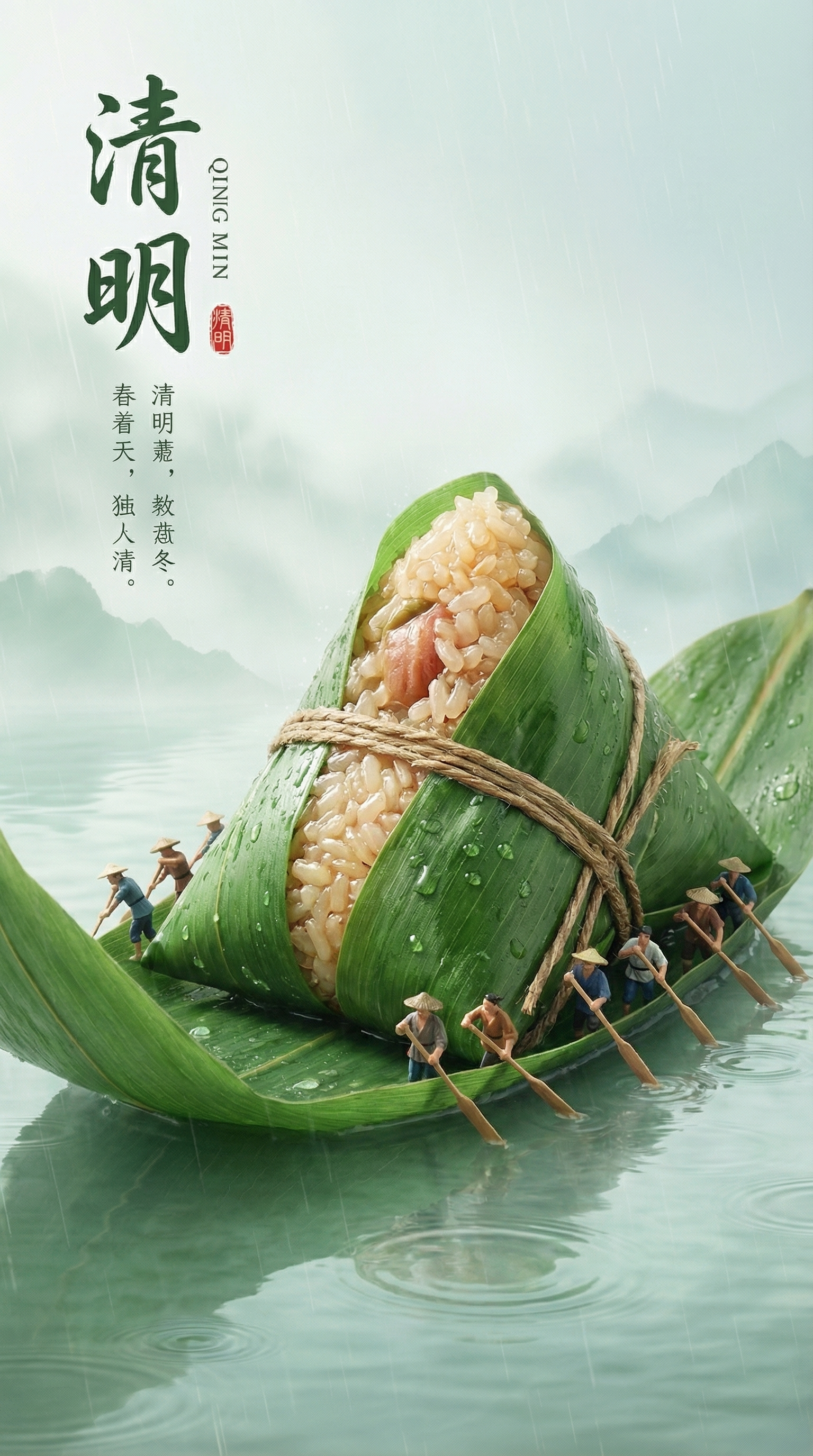 清明时节的粽子创意海报