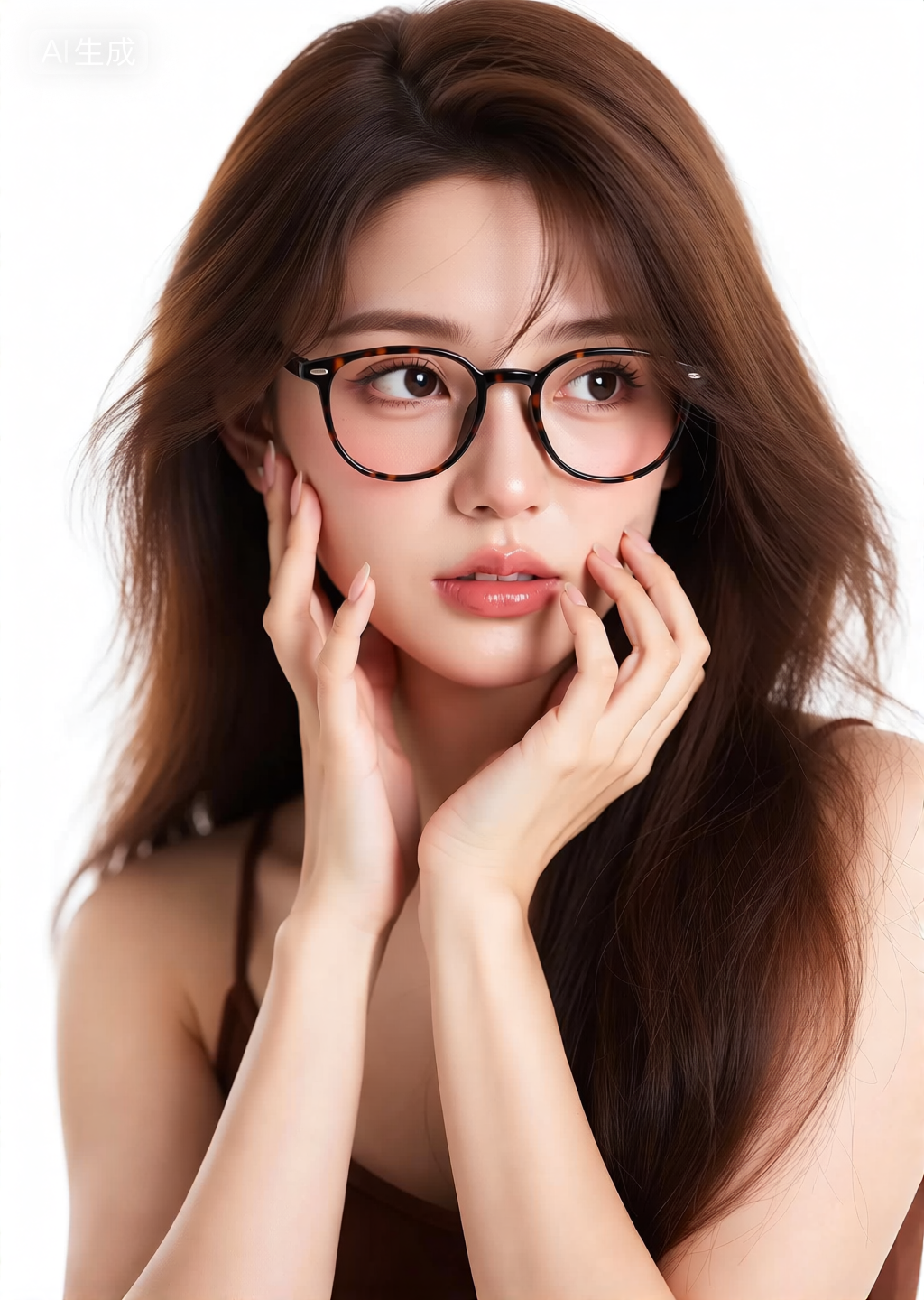长发女性的近景人像