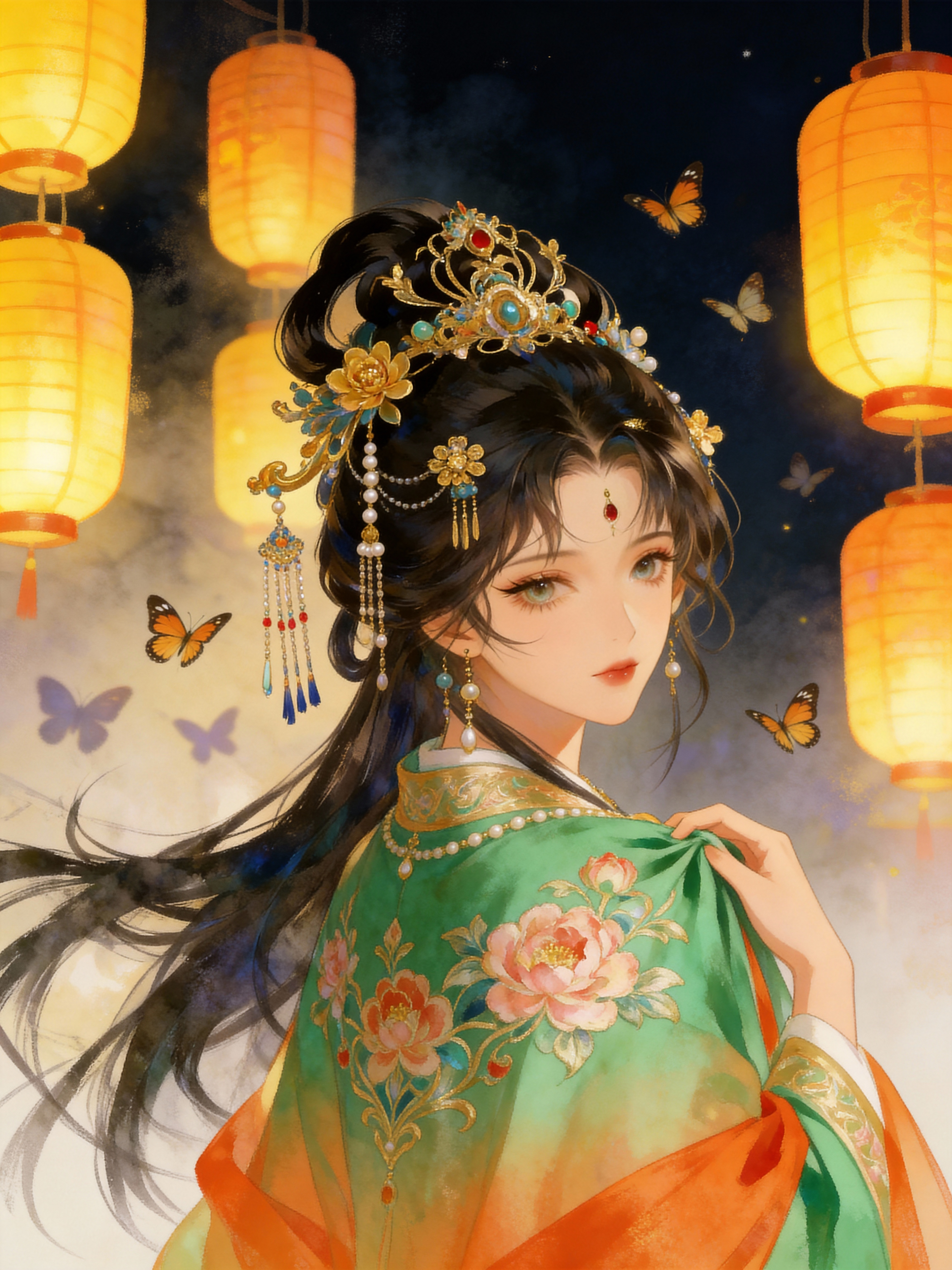 古风美人水彩插画｜新中式