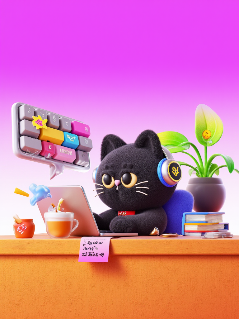 小黑猫工作中