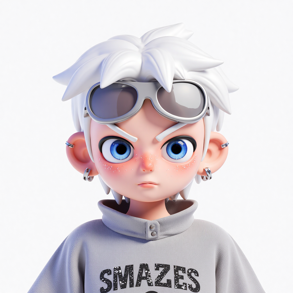 白发潮流风3D卡通人物头像