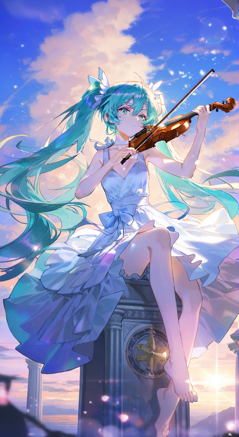 云端演奏的小提琴少女