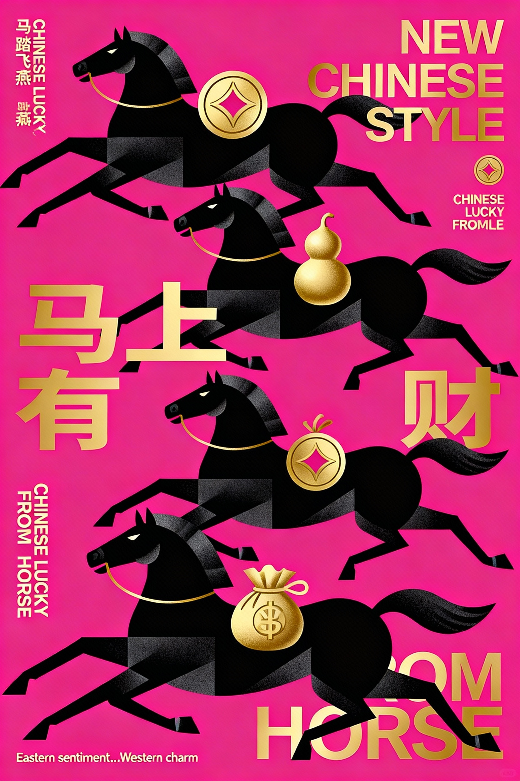 马上有财潮流撞色现代海报2026新年