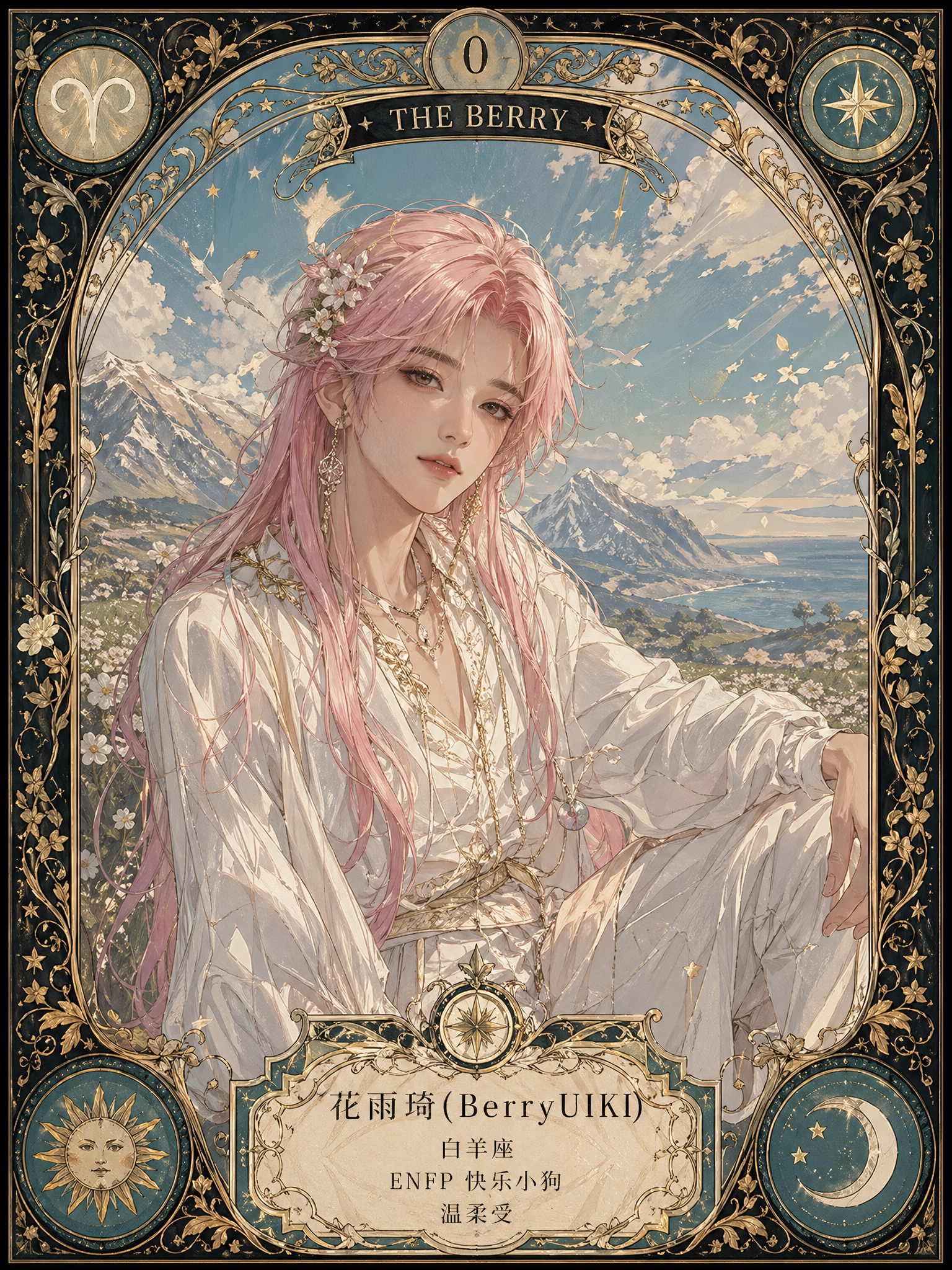 星月秘境中的粉发白羊座少女