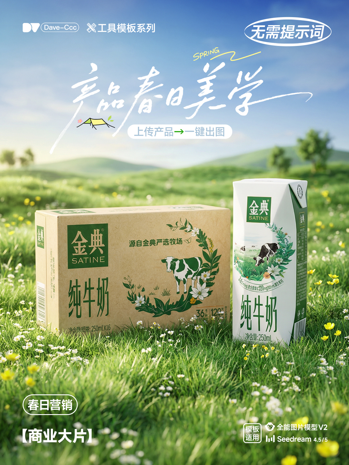 一键生成电商春日出游场景产品美学海报｜全案流程展示