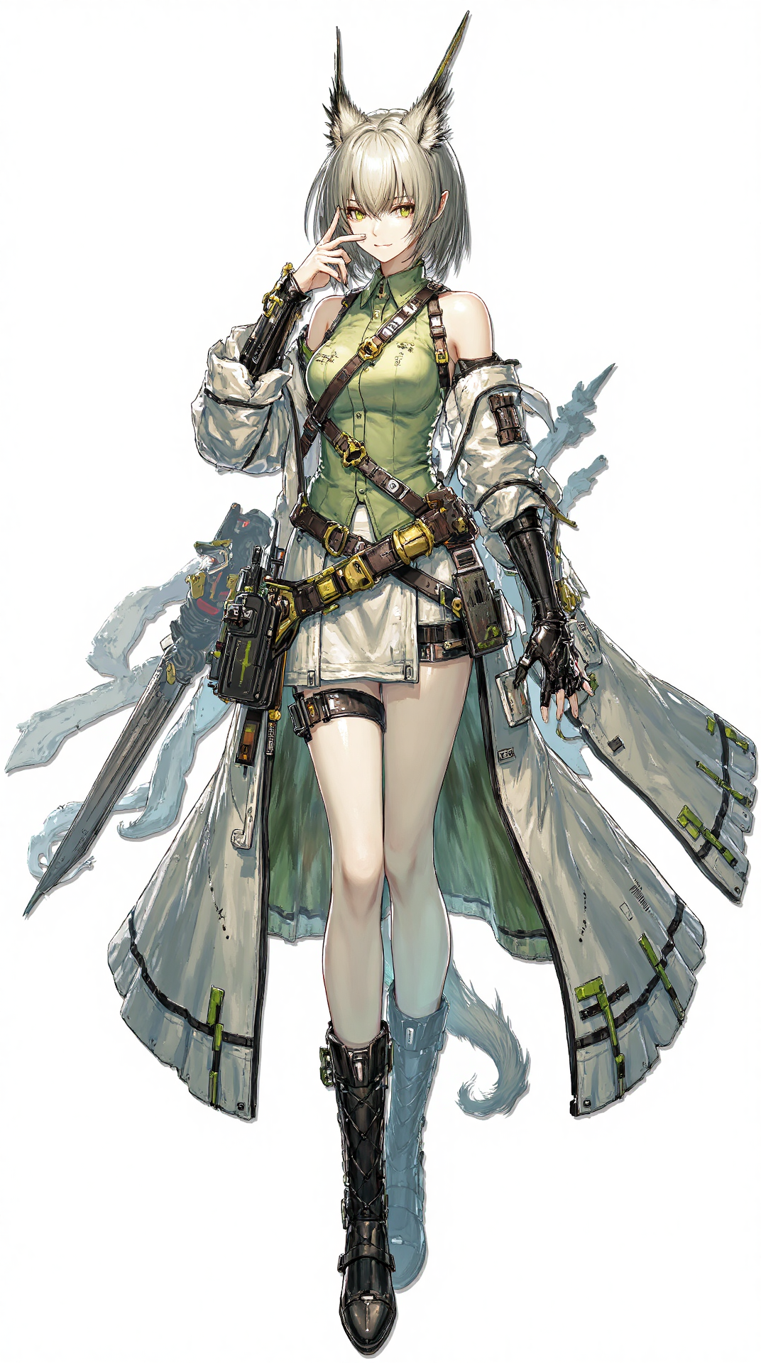 兽耳机械风格的未来战斗少女立绘