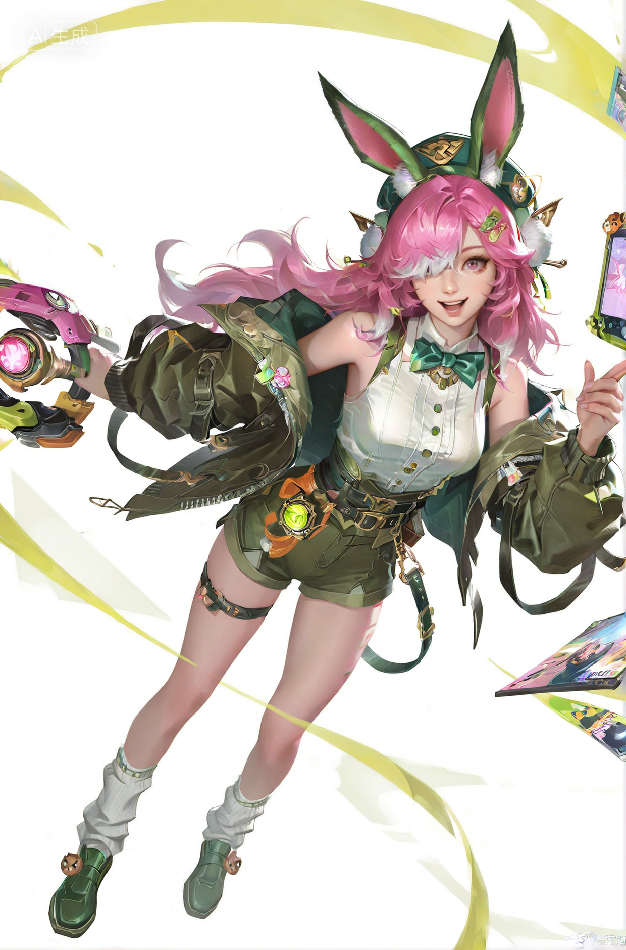 二次元奇幻风兔耳少女角色立绘