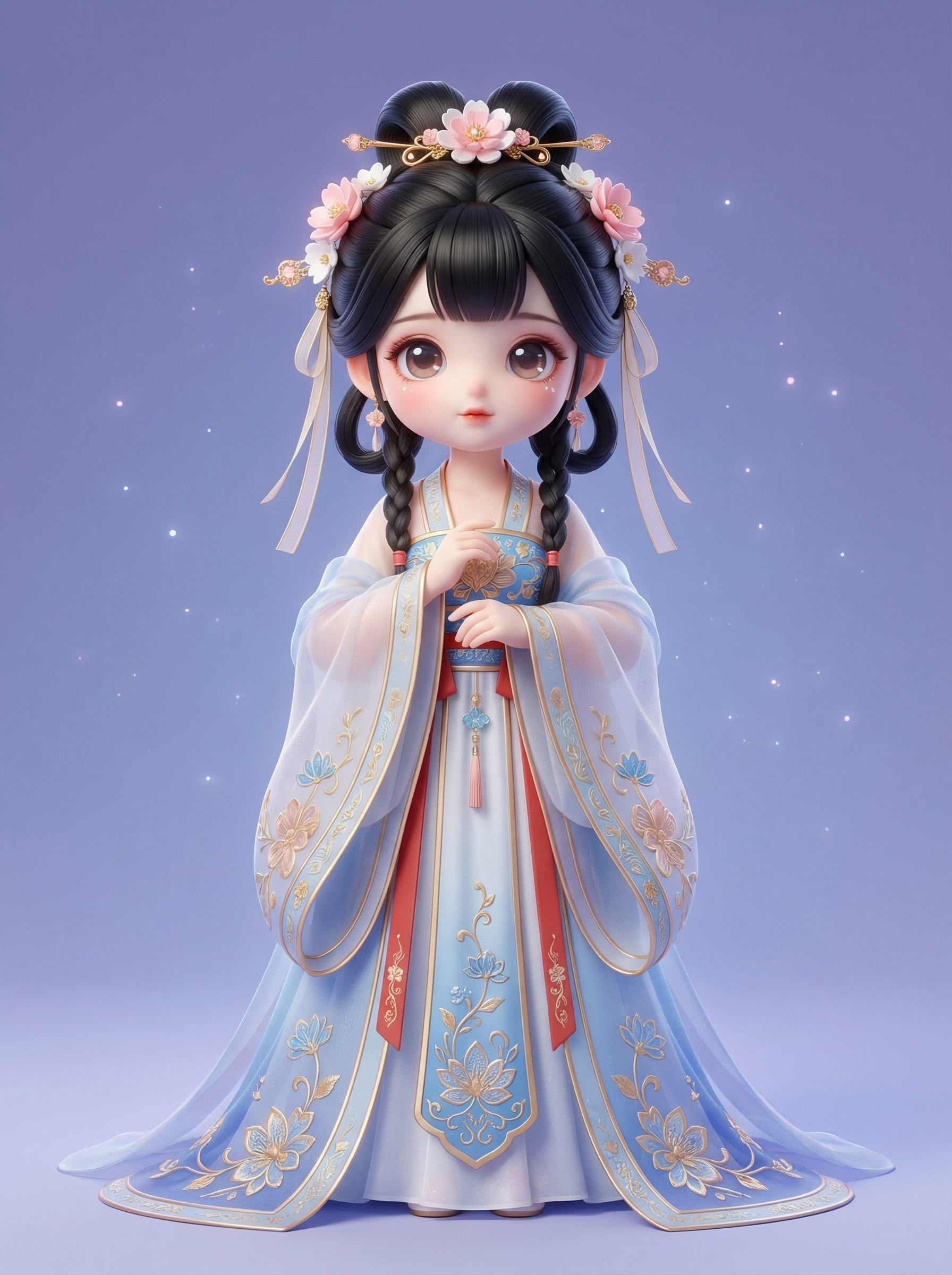 古风花饰汉服少女立绘