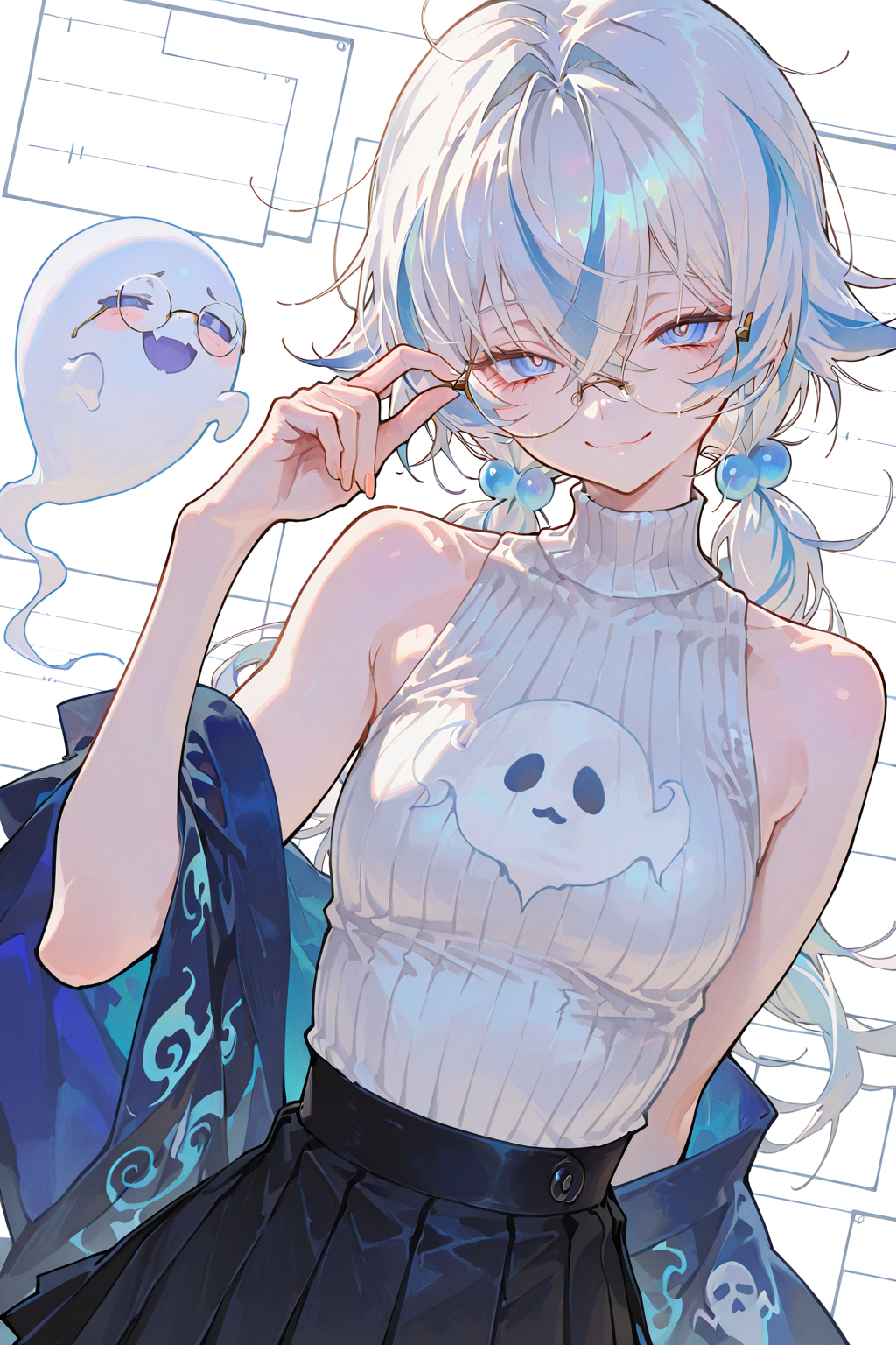 冷色系二次元少女与幽灵伙伴