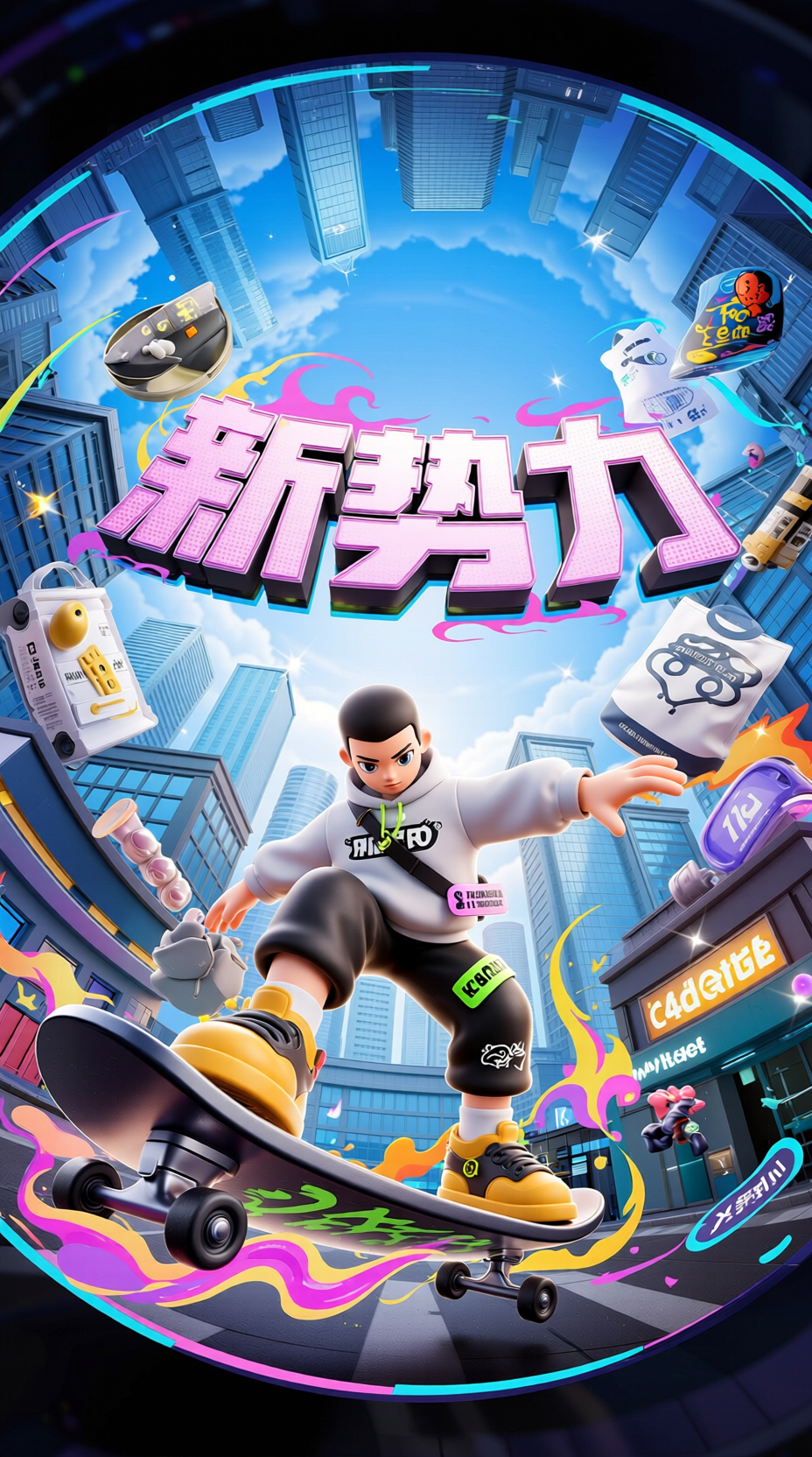 新势力滑板潮流海报