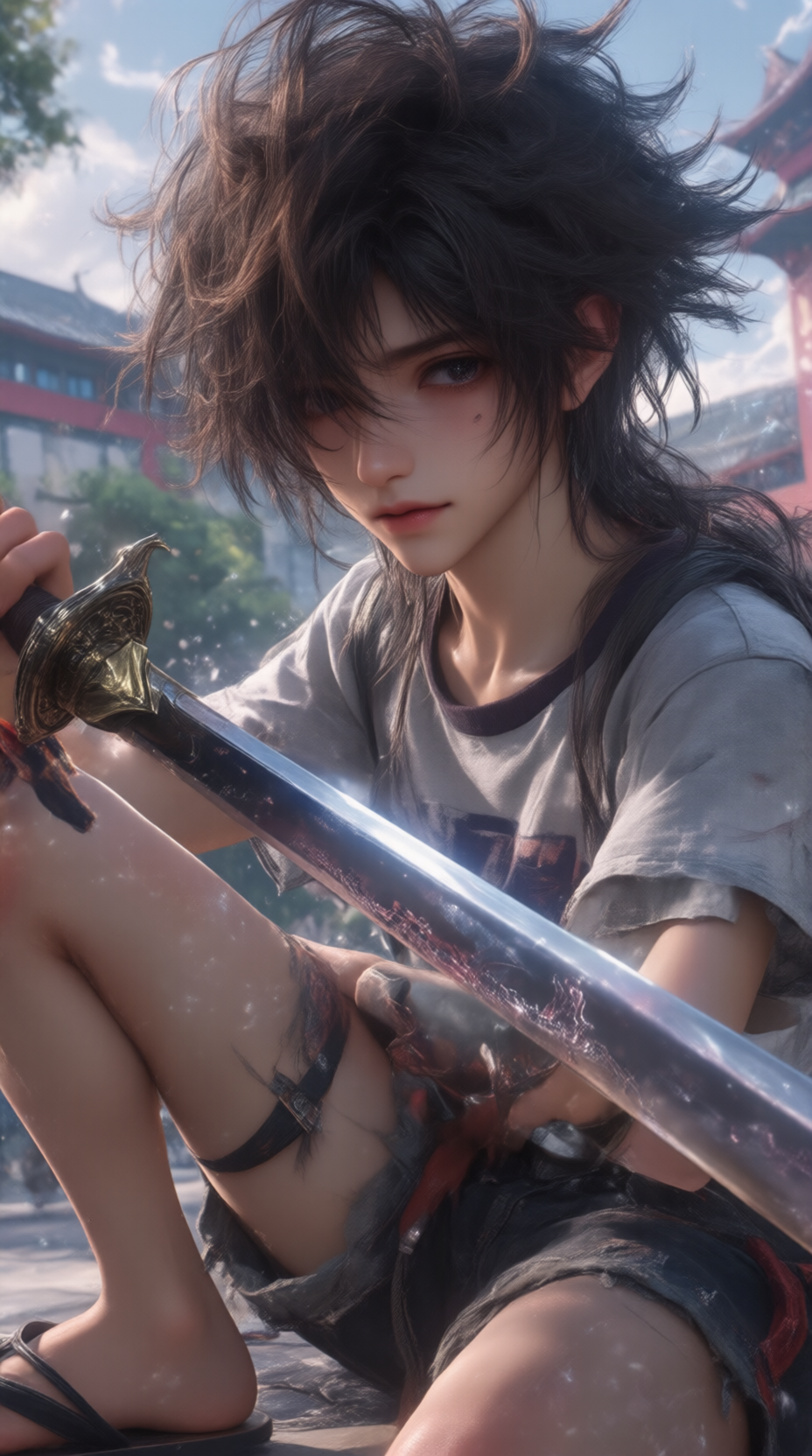 持剑的奇幻战士少女