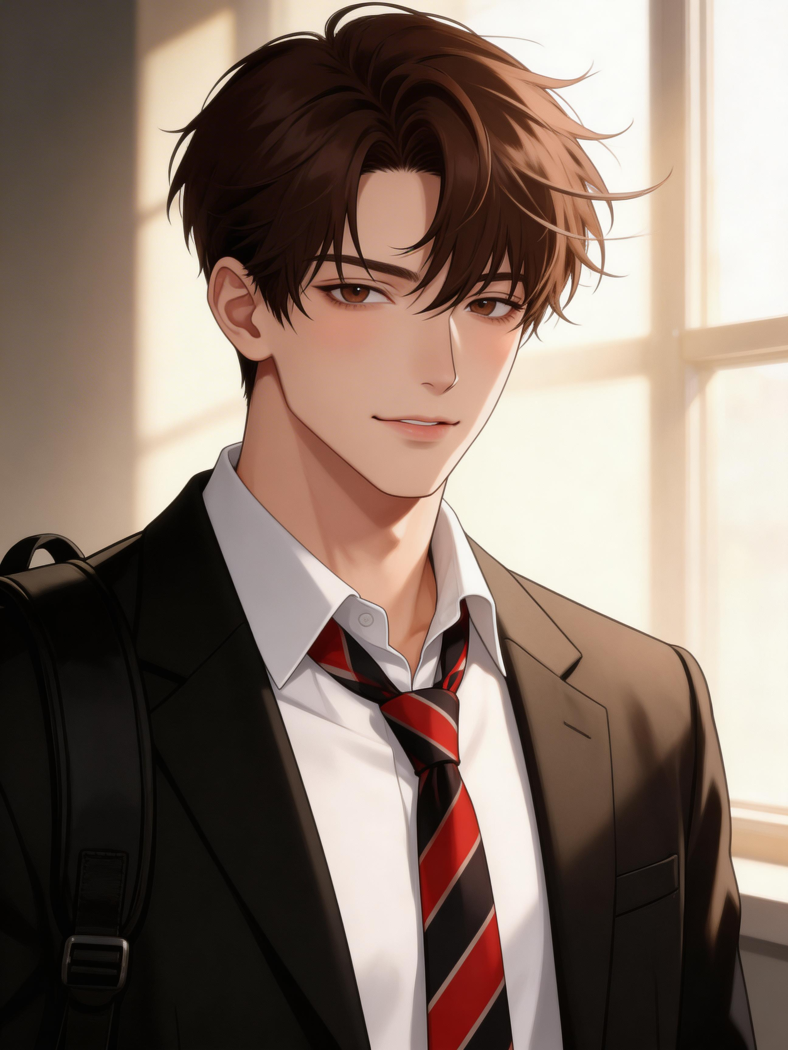 阳光教室里的校服少年