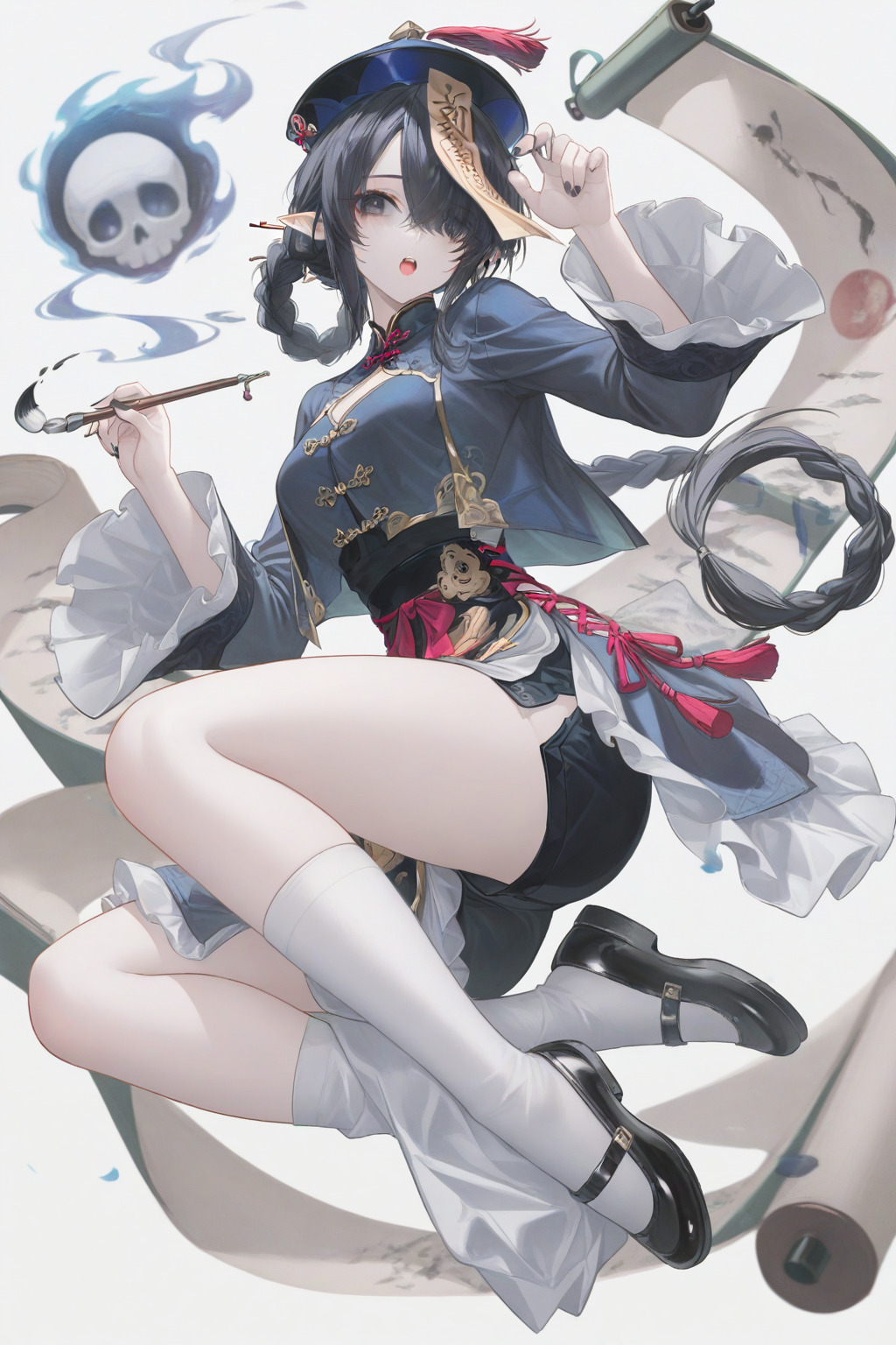 古风少女与卷轴的奇幻插画