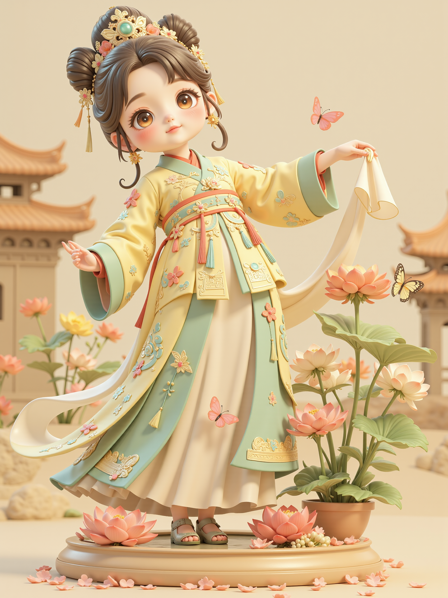 中国卡通传统服饰女孩