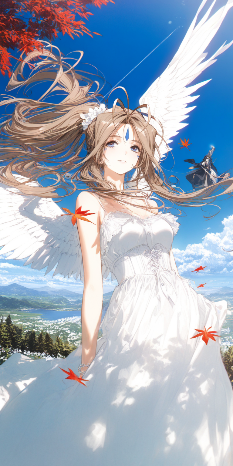 水面之上的白羽天使少女
