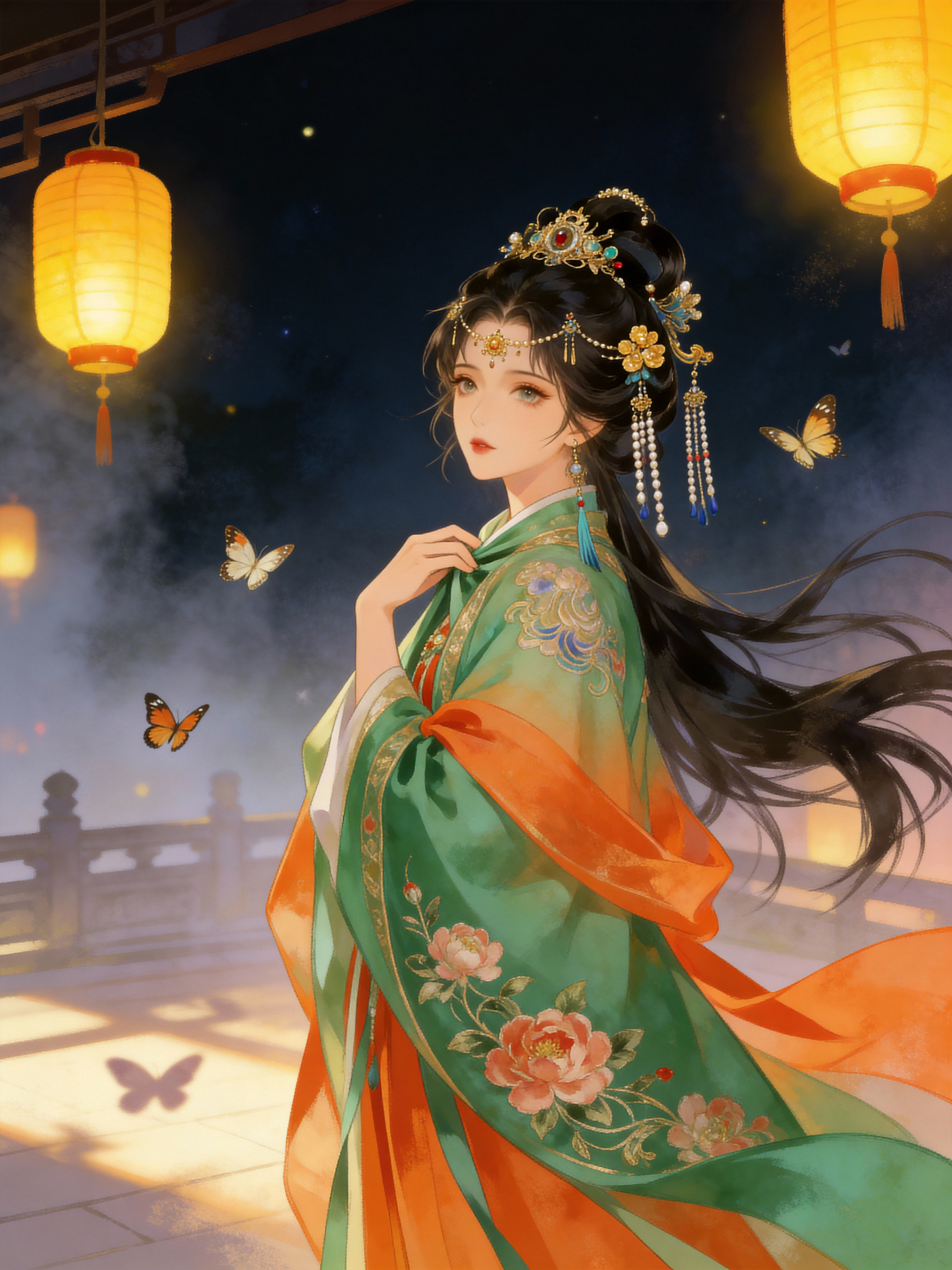 古风美人水彩插画｜新中式